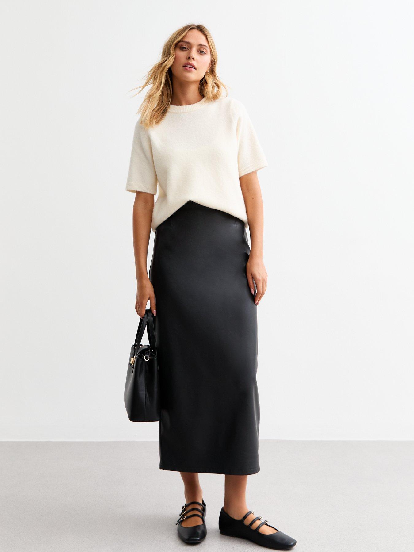 New Look Black Leather look Pencil Midi Skirt Very Ireland