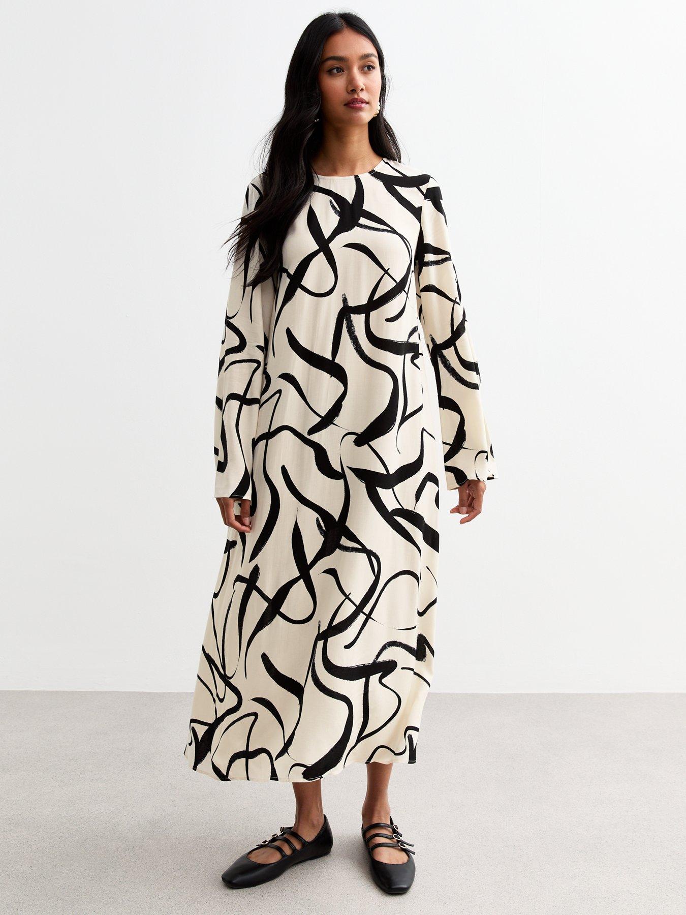 new-look-off-white-abstract-print-tie-back-midi-dress