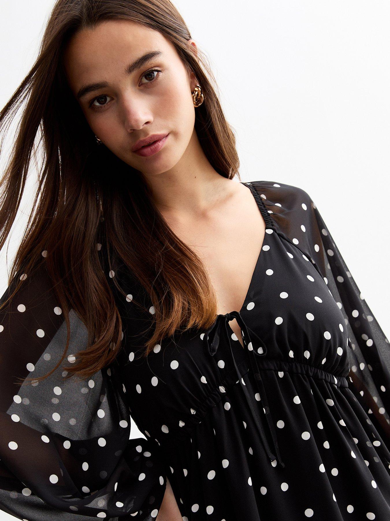 new-look-polka-dot-chiffon-mini-smock-dress-blackoutfit