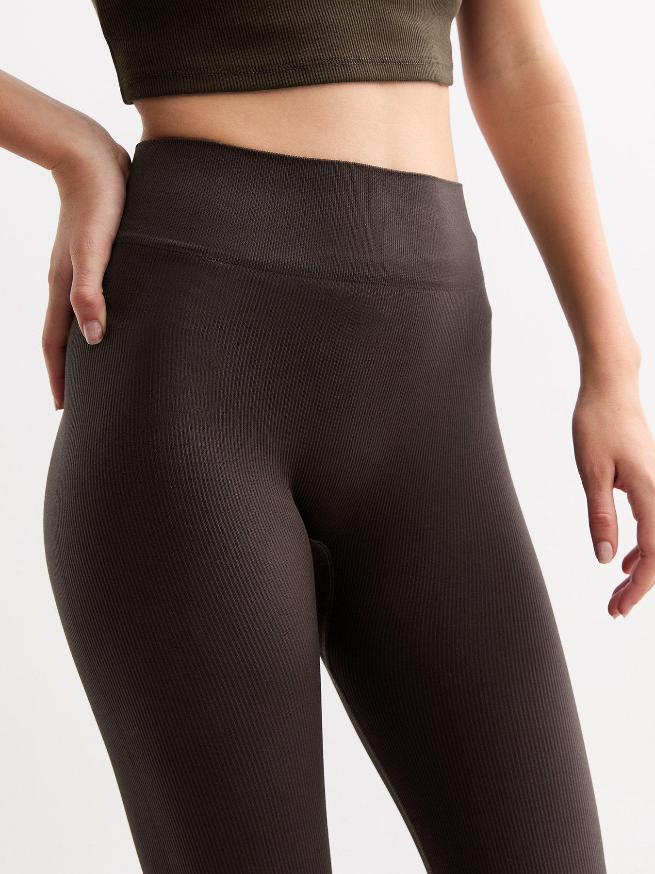 new-look-brown-ribbed-seamless-leggingsoutfit