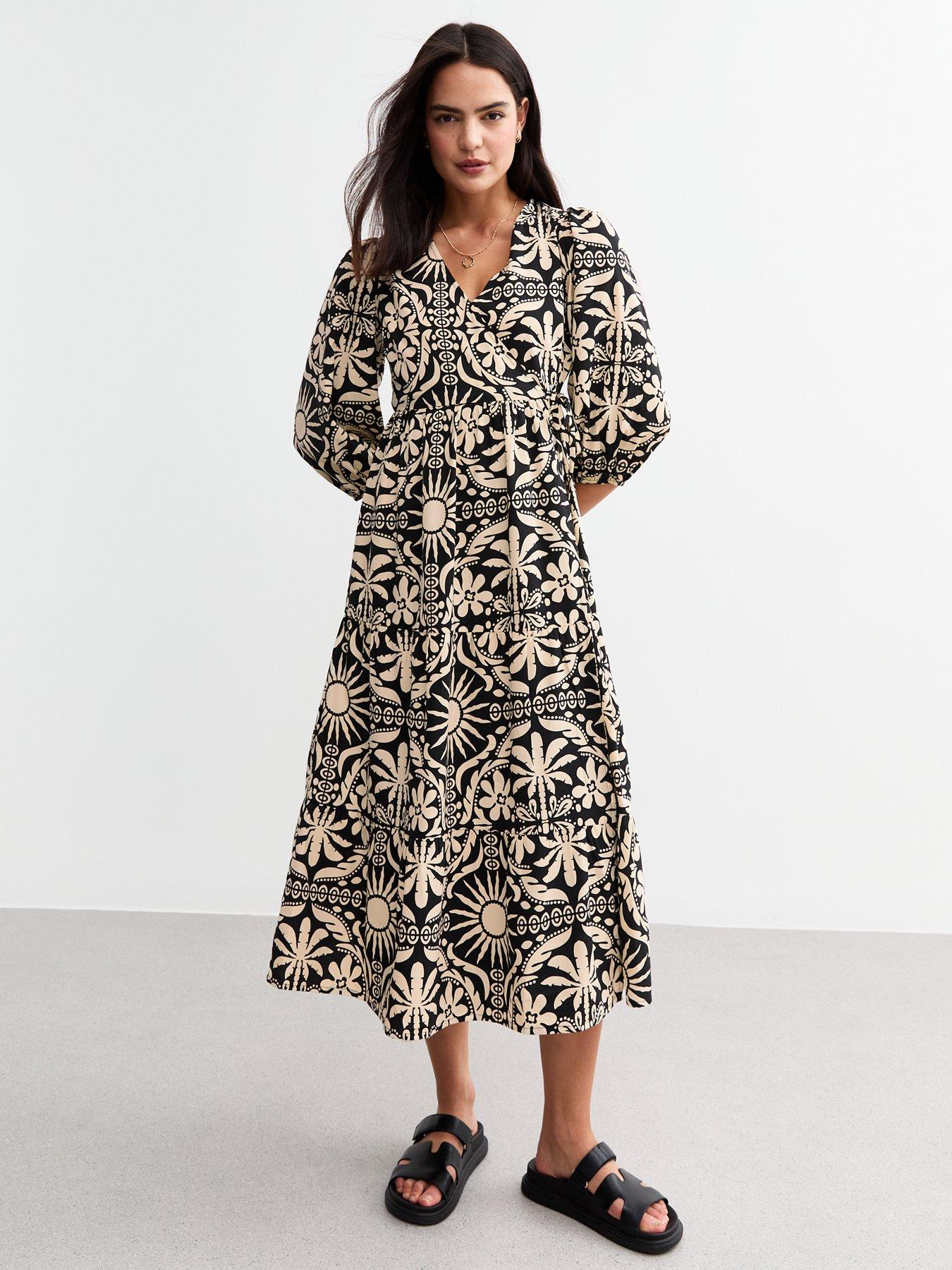 new-look-black-tile-pattern-wrap-front-midi-dress