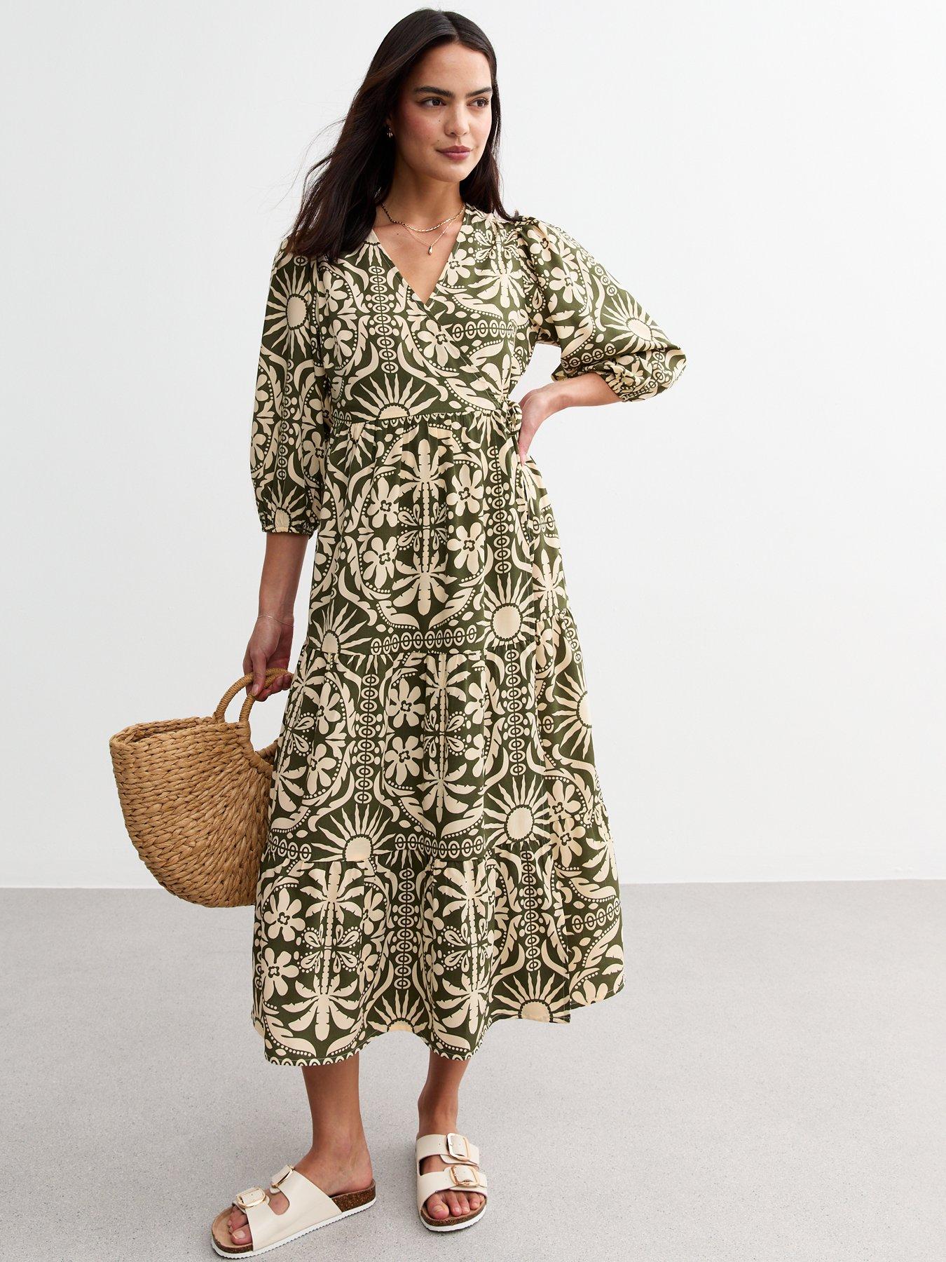 new-look-green-tile-pattern-wrap-front-midi-dress-print