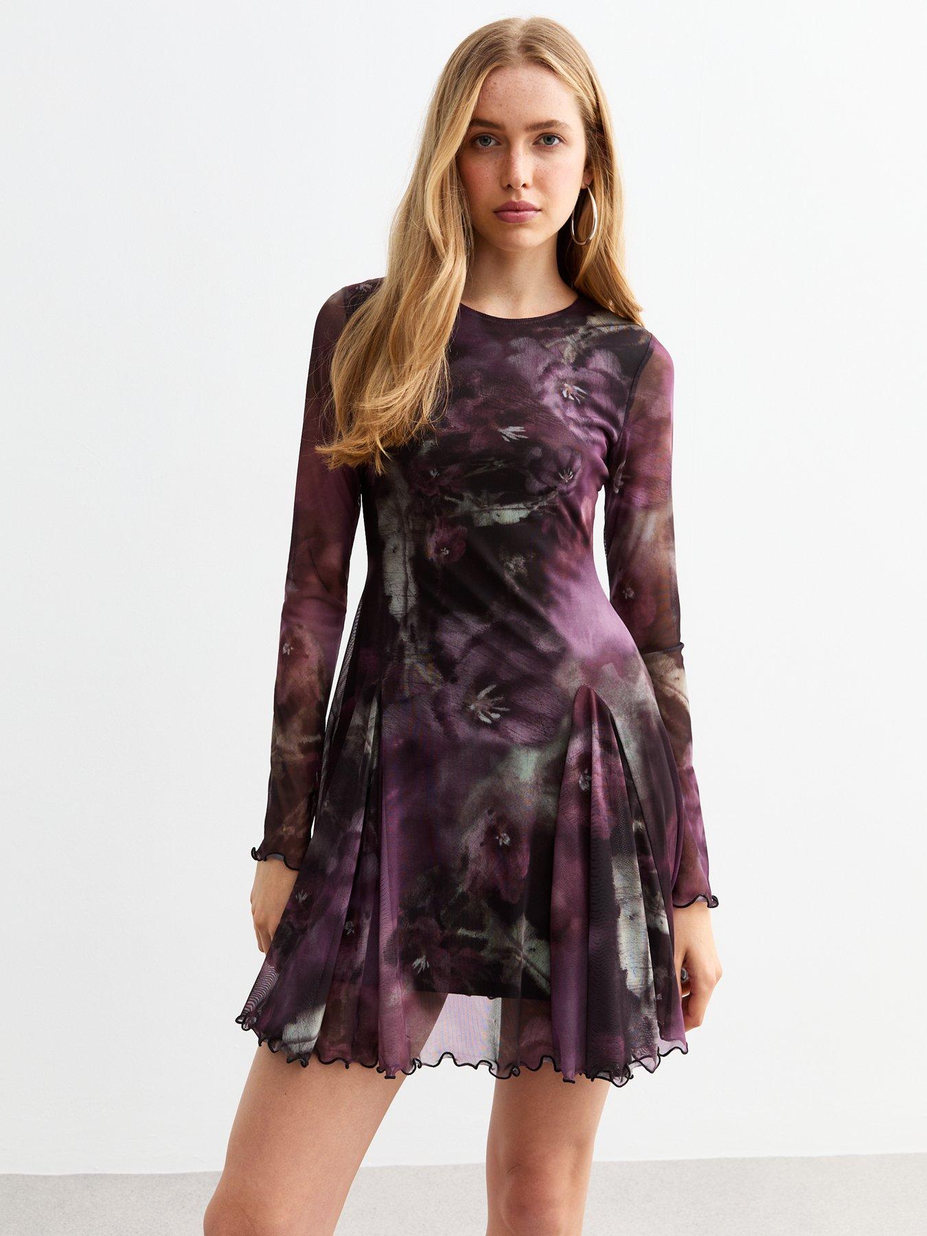 new-look-abstract-mesh-mini-skater-dress-print