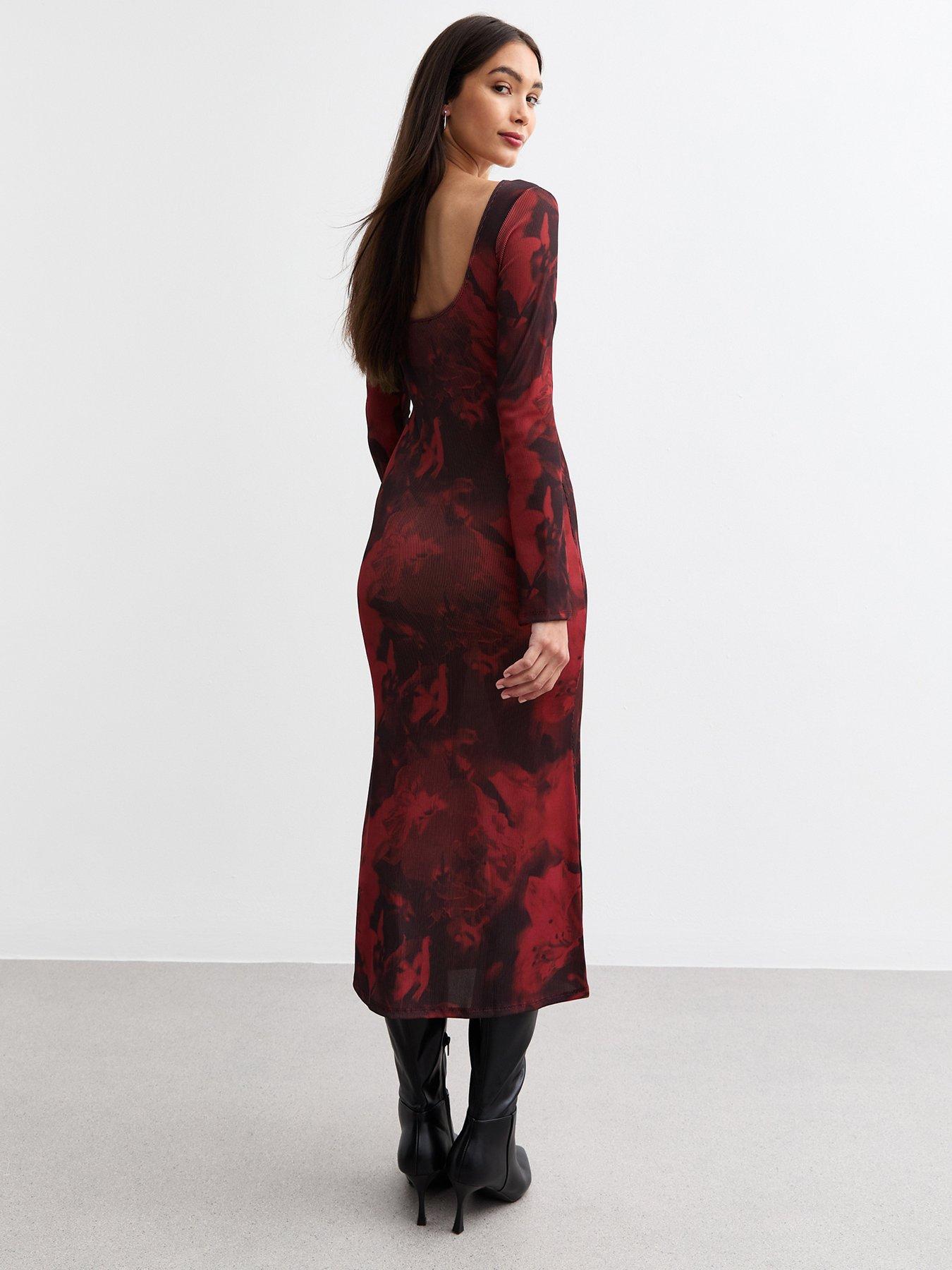 new-look-floral-print-ribbed-jersey-midi-dress-rednbspstillFront