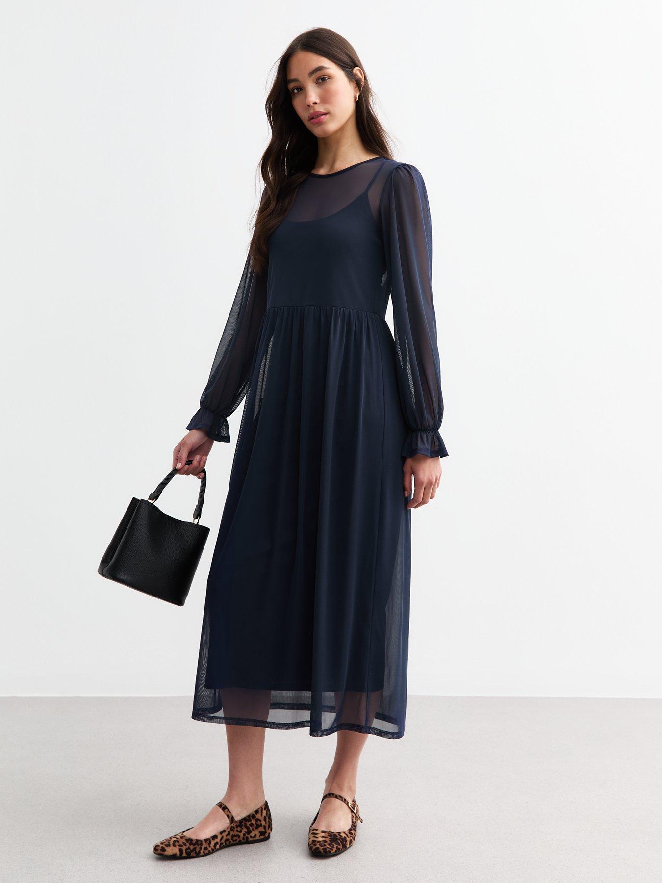 new-look-mesh-long-sleeve-midi-smock-dress-navyback