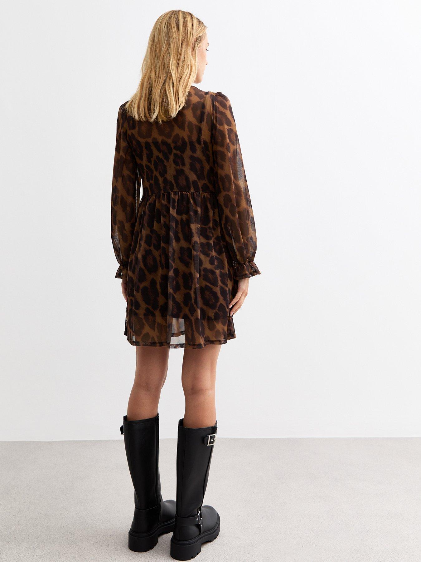 new-look-mesh-animal-print-mini-dress-brownstillFront