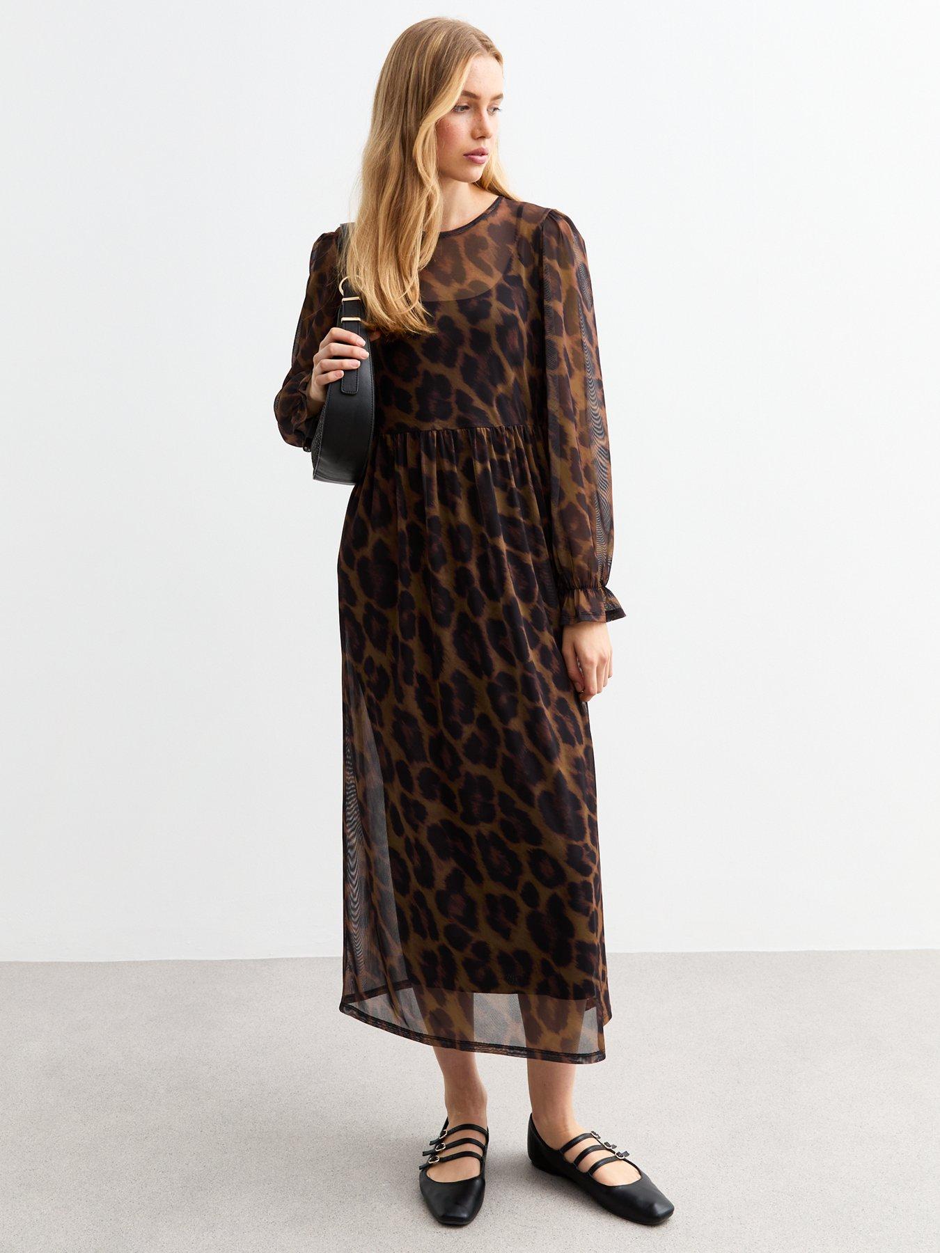 new-look-leopard-print-mesh-long-sleeve-midi-dress-brownback