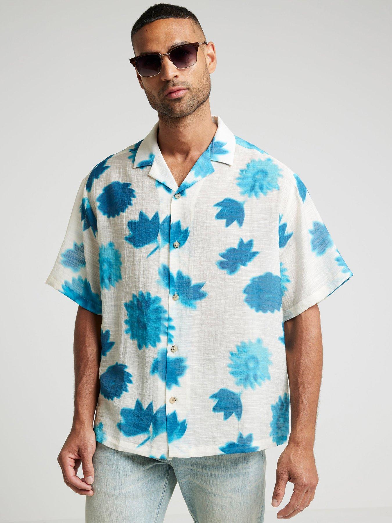 river-island-river-island-short-sleeve-blur-floral-print-revere-collar-shirt