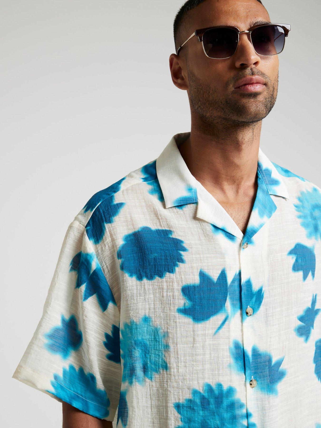 river-island-river-island-short-sleeve-blur-floral-print-revere-collar-shirtoutfit