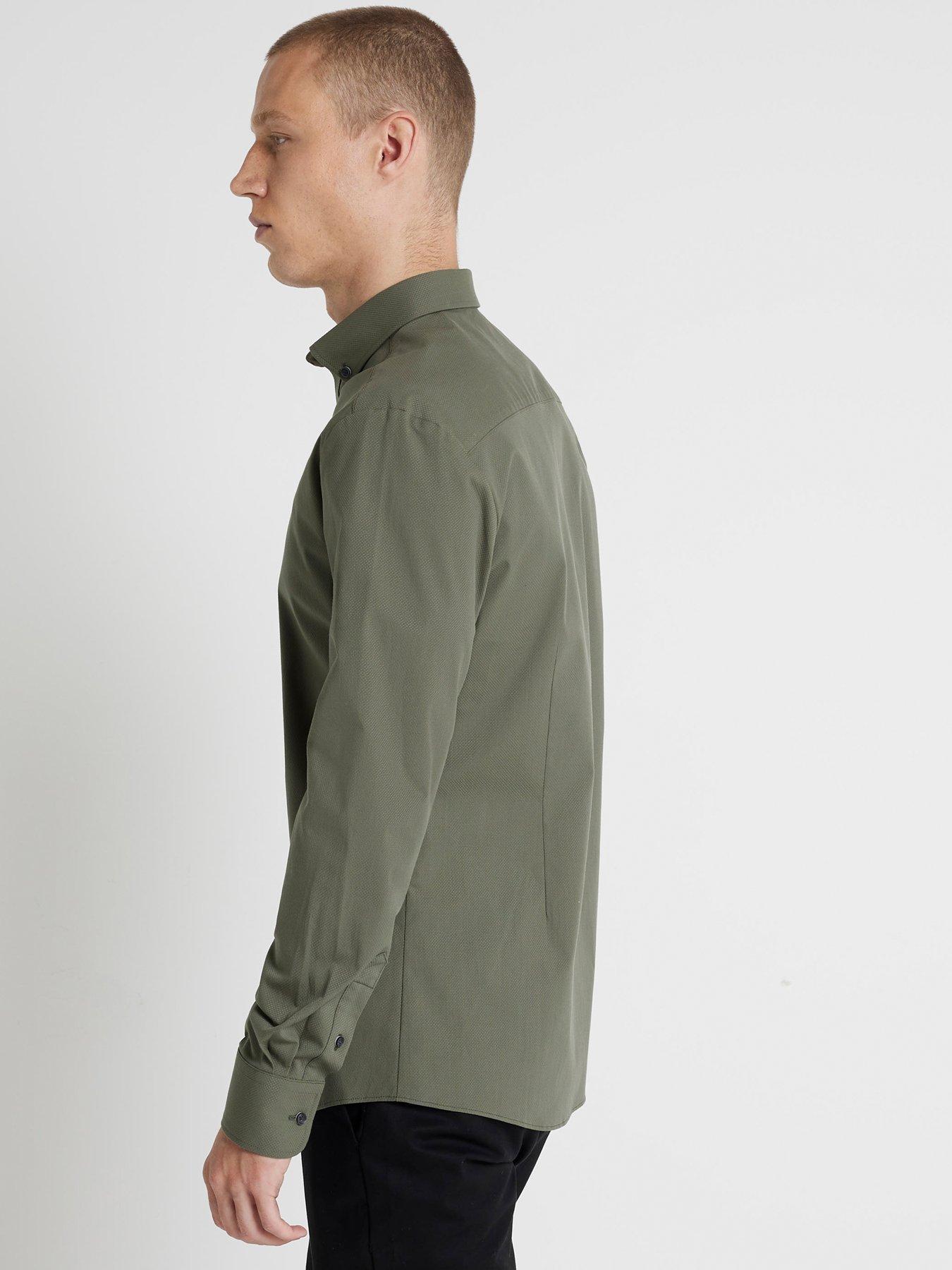 river-island-smart-long-sleeve-textured-muscle-shirt-khakiback