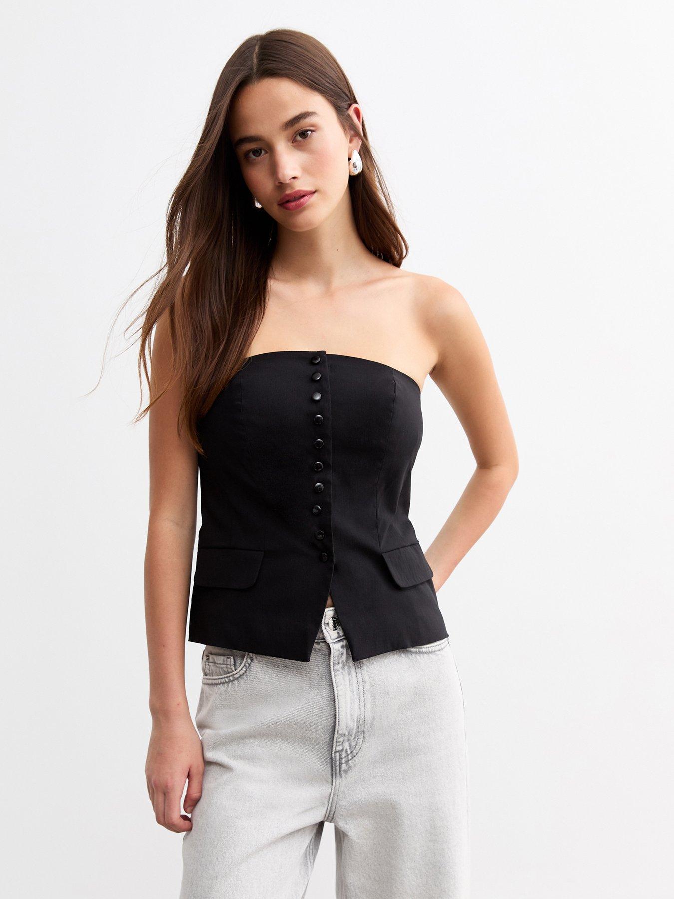 new-look-button-through-bandeau-waistcoat-black