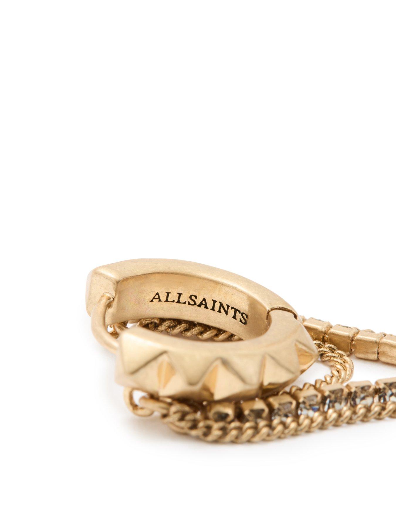 allsaints-allsaints-multi-chain-huggie-earring-goldoutfit