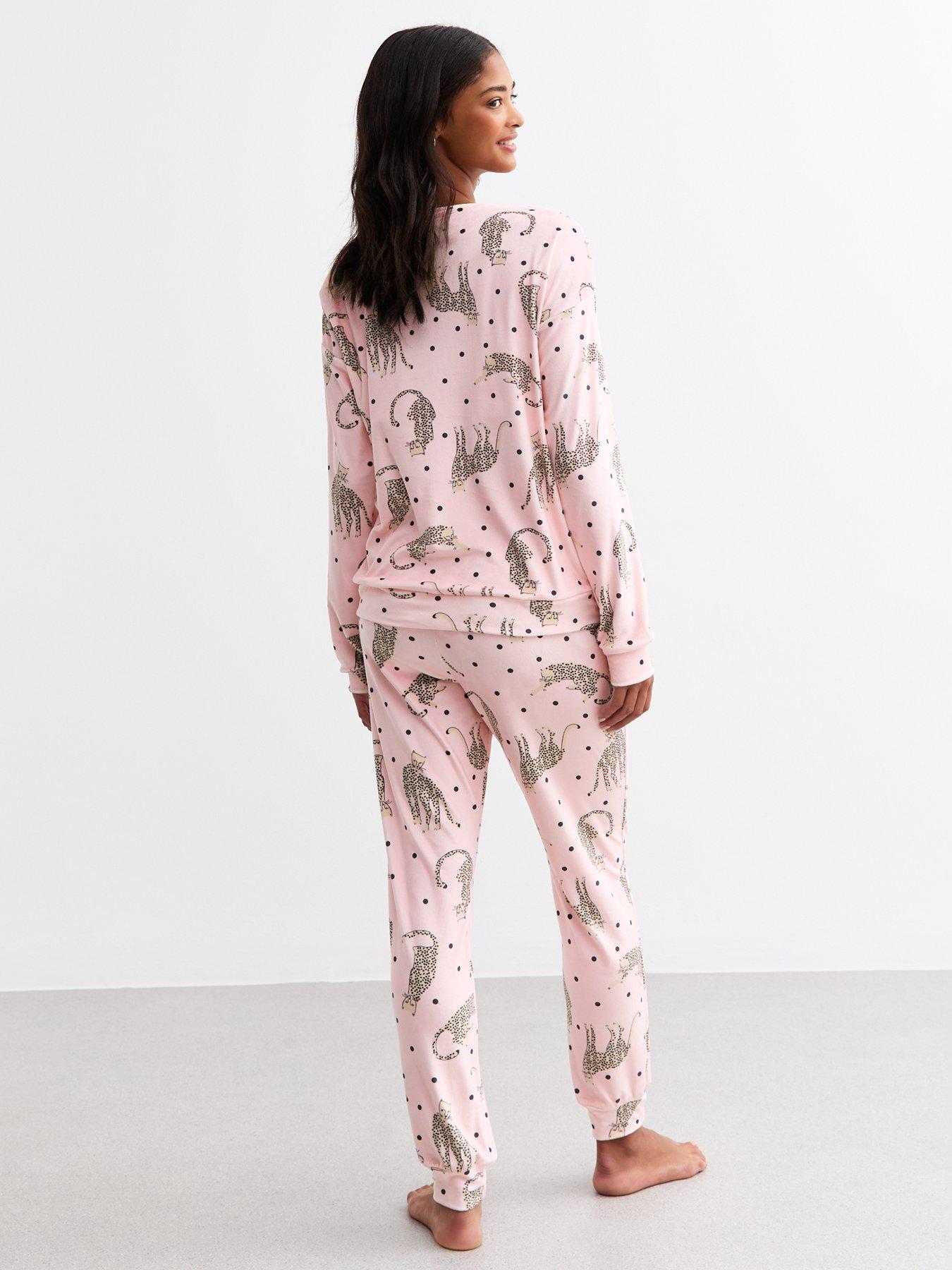 new-look-pink-cat-print-pyjama-setstillFront