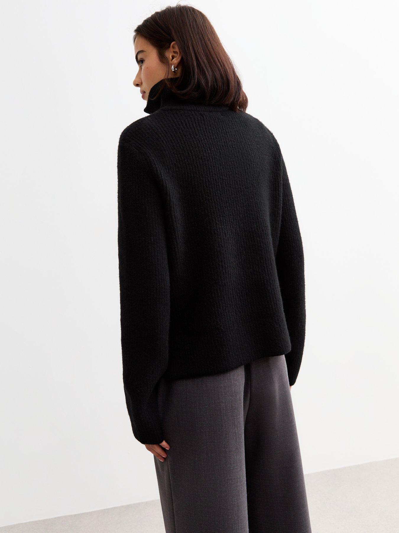 new-look-ribbed-half-zip-knit-jumper-blackstillFront