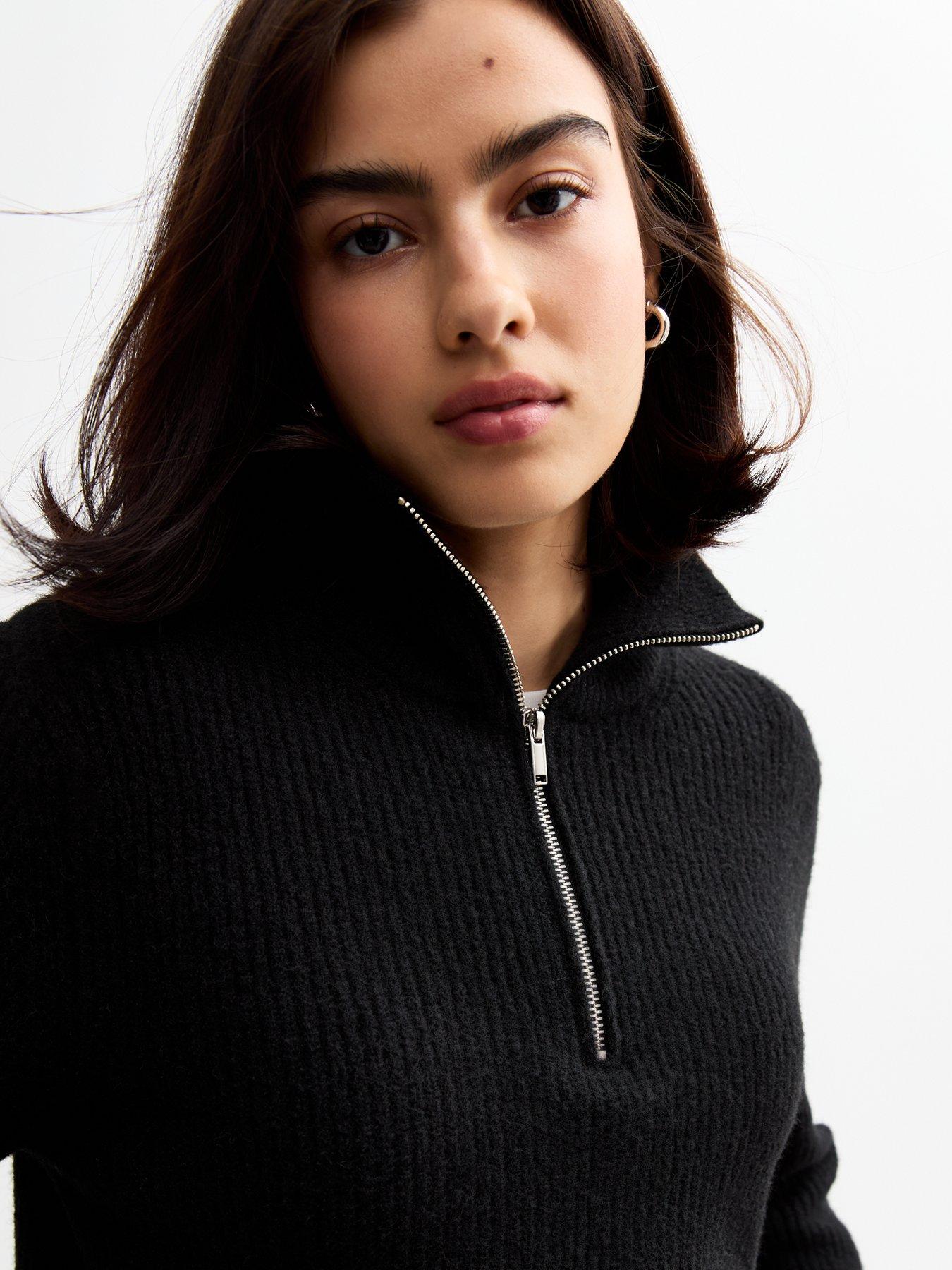 new-look-ribbed-half-zip-knit-jumper-blackoutfit