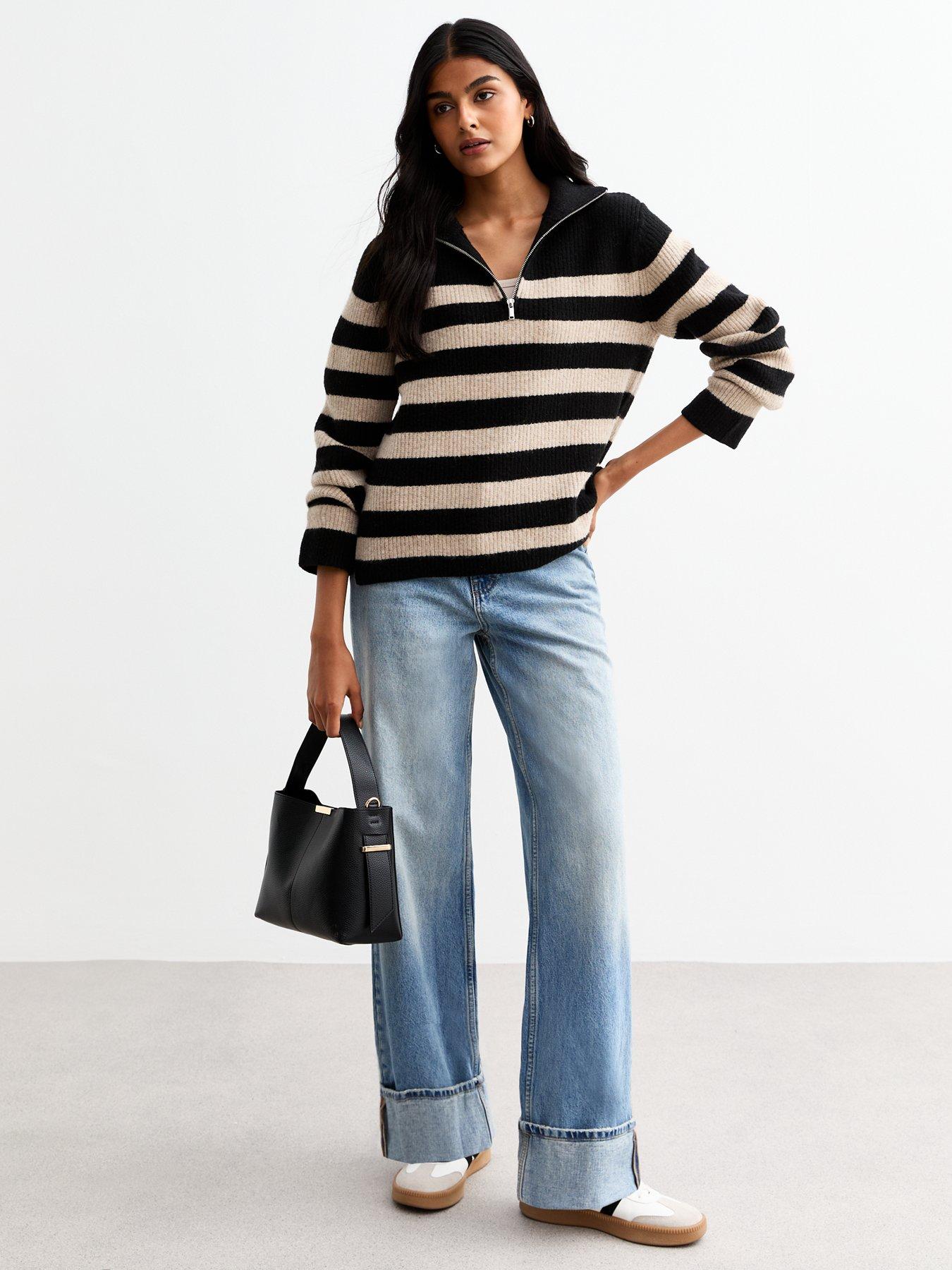 new-look-black-striped-half-zip-jumper-multiback