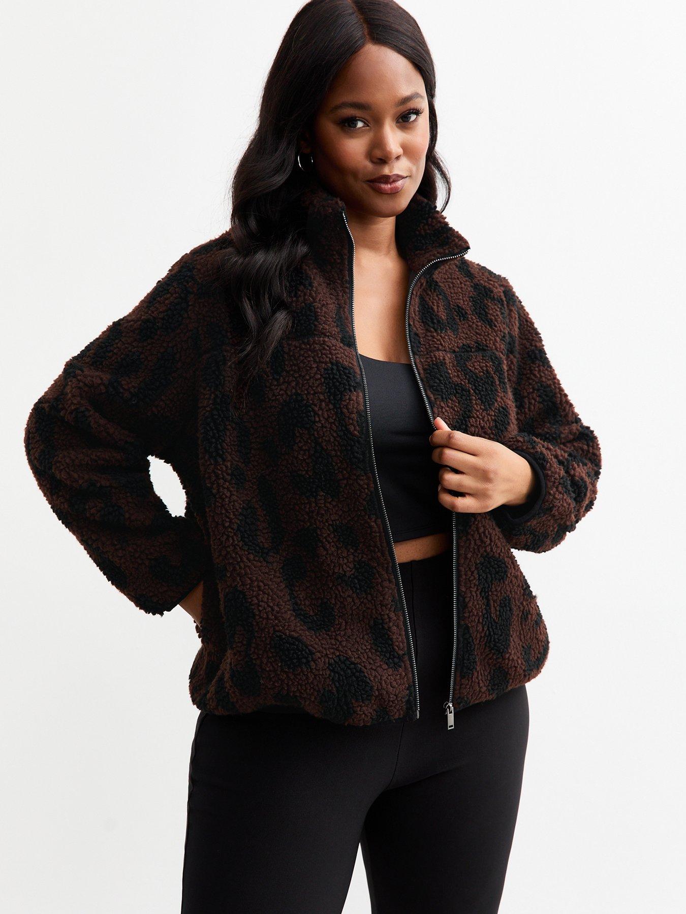 new-look-curves-brown-animal-fleece-jacket-print