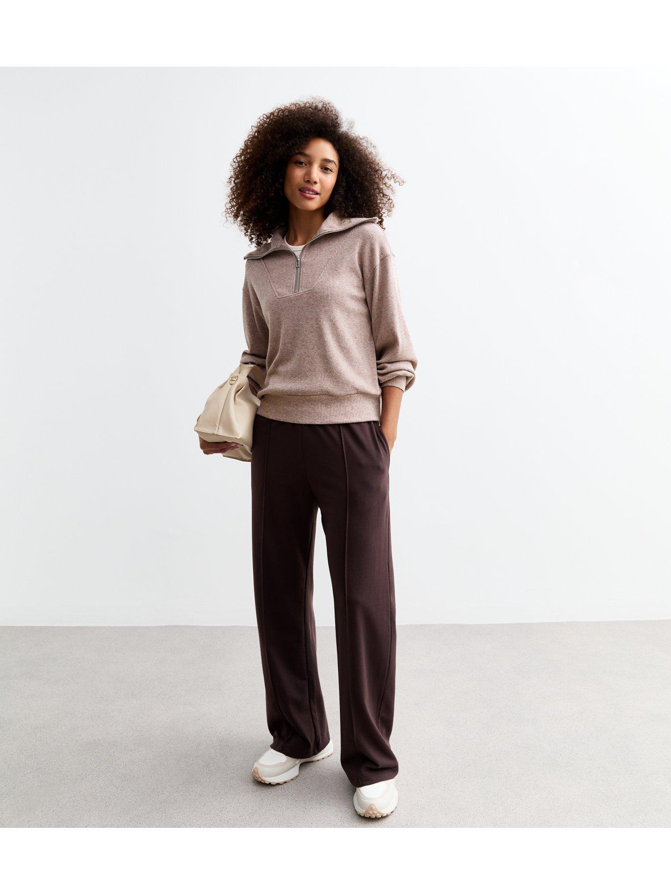 new-look-rib-soft-touch-oversized-half-zip-jumper-brownback