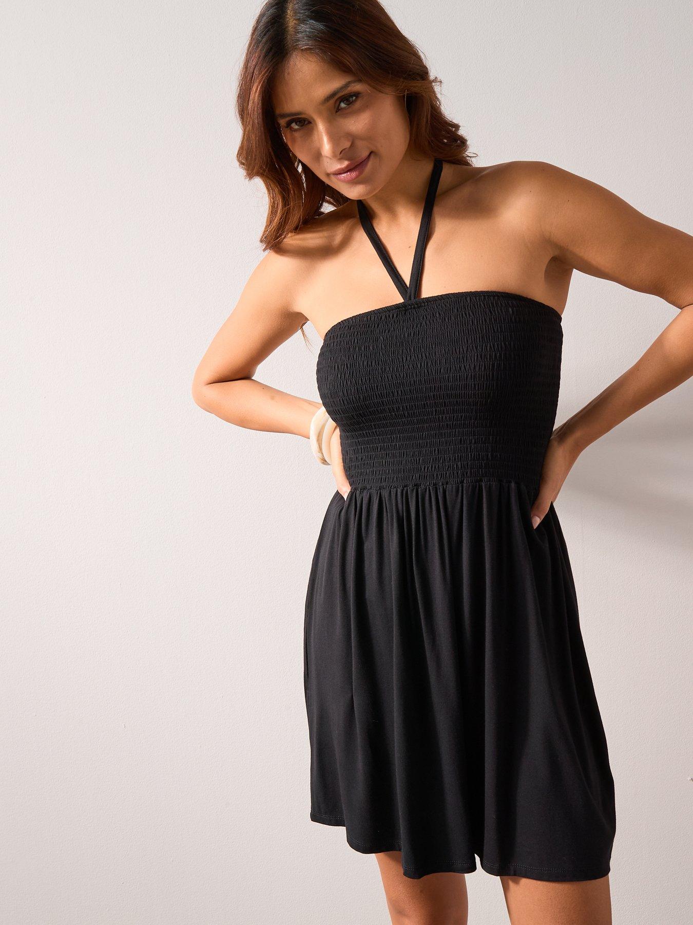 Image 5 of 7 of The Very Collection Shirred Detachable Strap Mini Dress