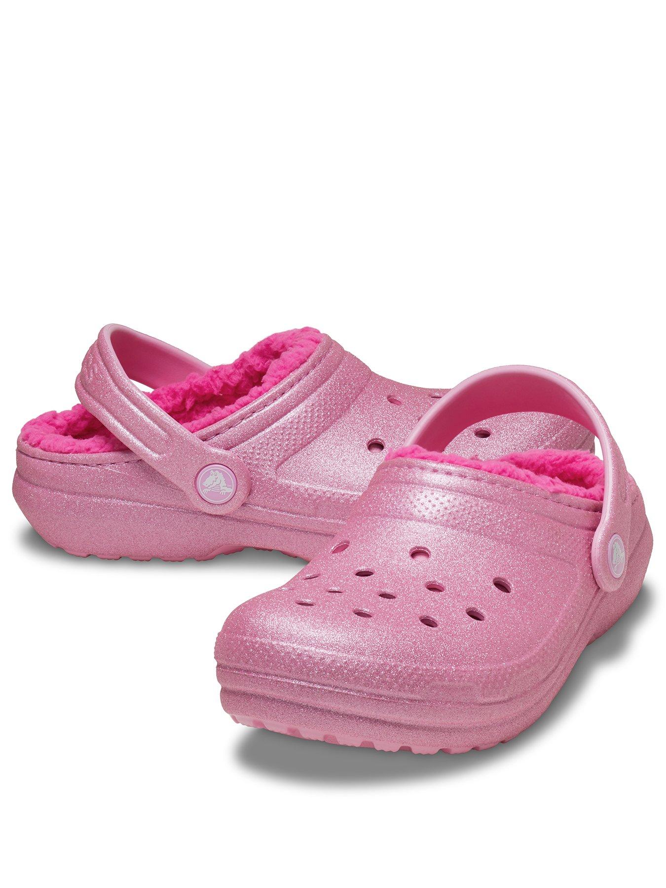 crocs-kids-classic-lined-glitter-clog-pinkstillFront