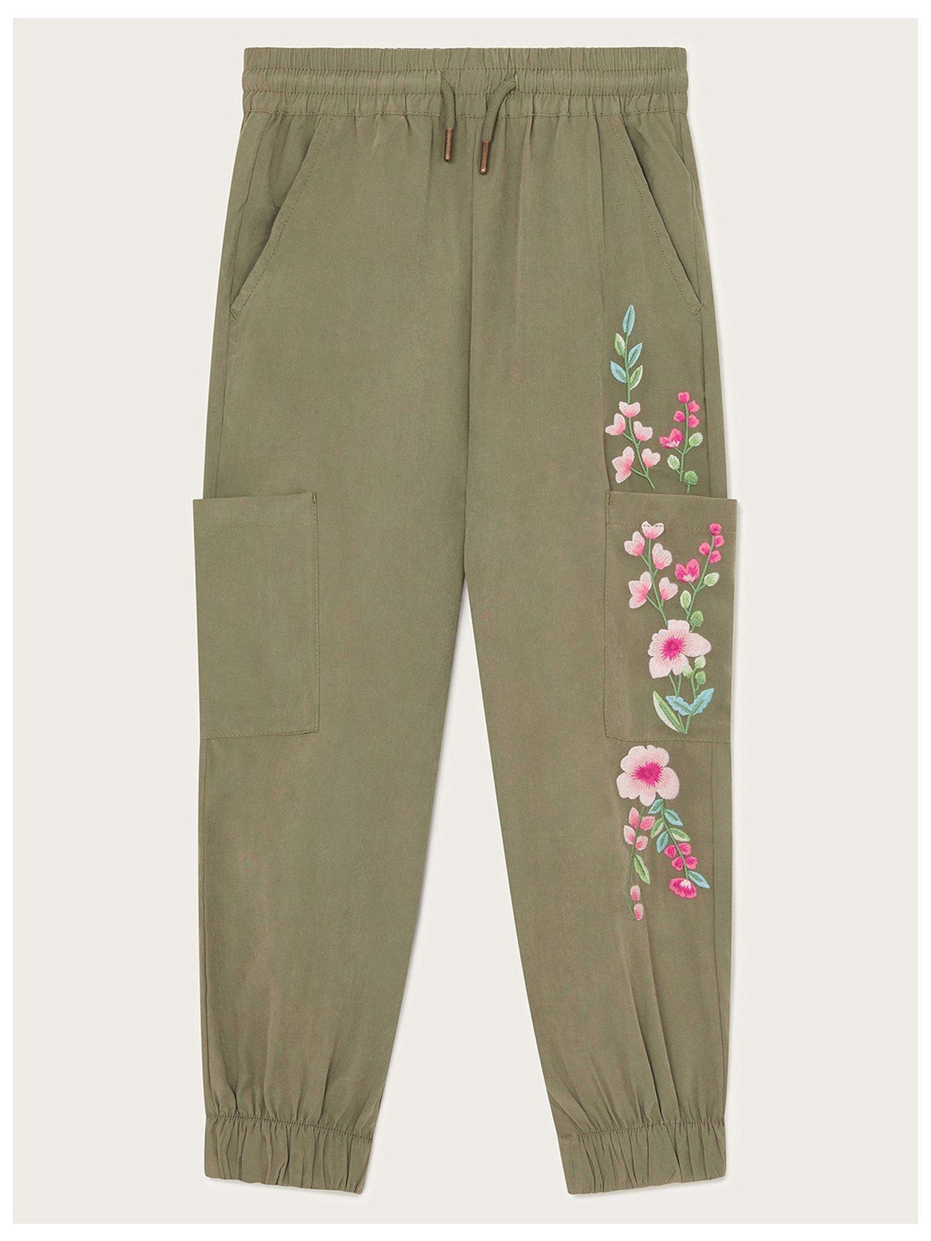 monsoon-girls-embroidered-cargo-joggers-green