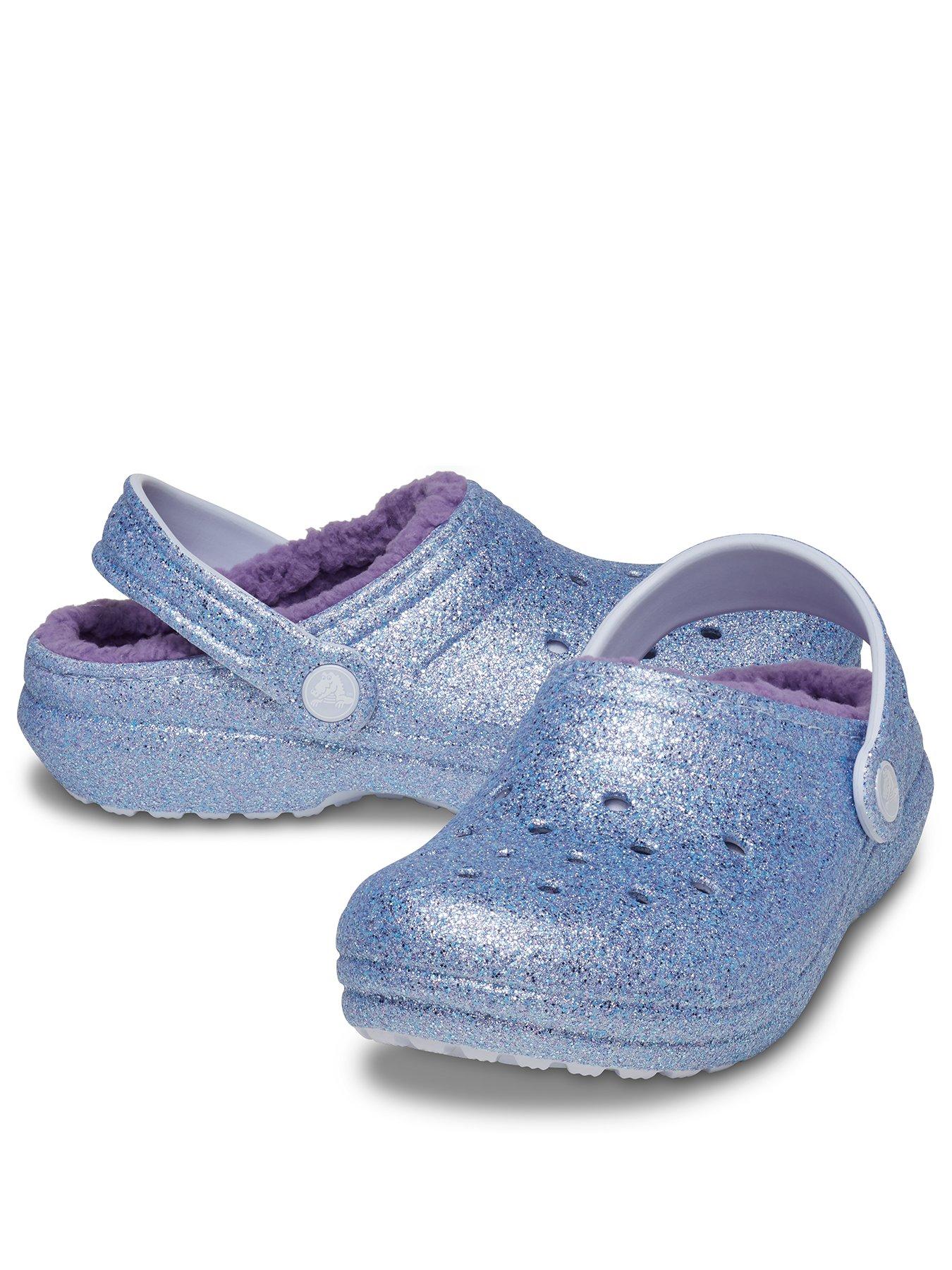 crocs-kids-classic-lined-glitter-clog-purplestillFront