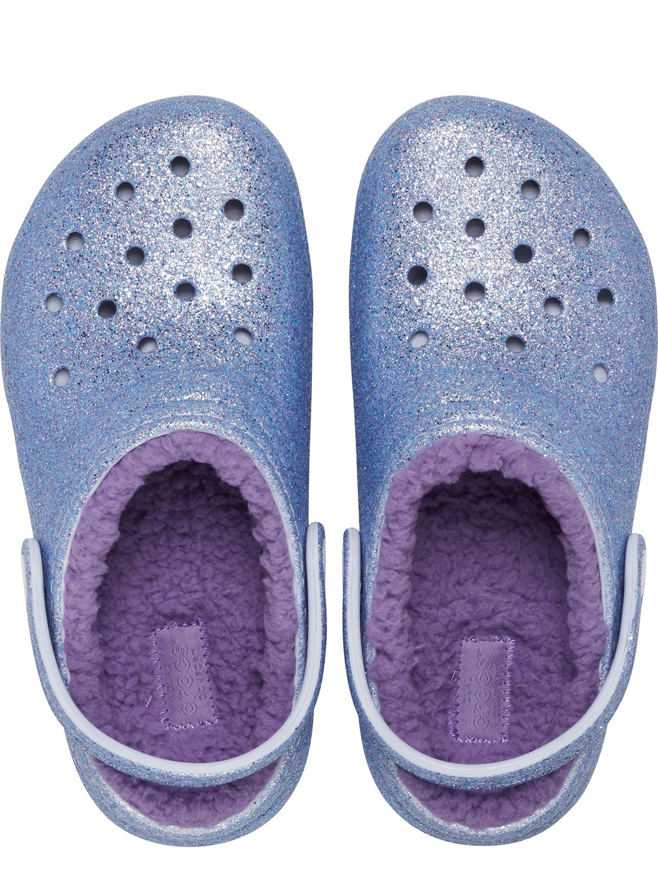 crocs-kids-classic-lined-glitter-clog-purpleoutfit