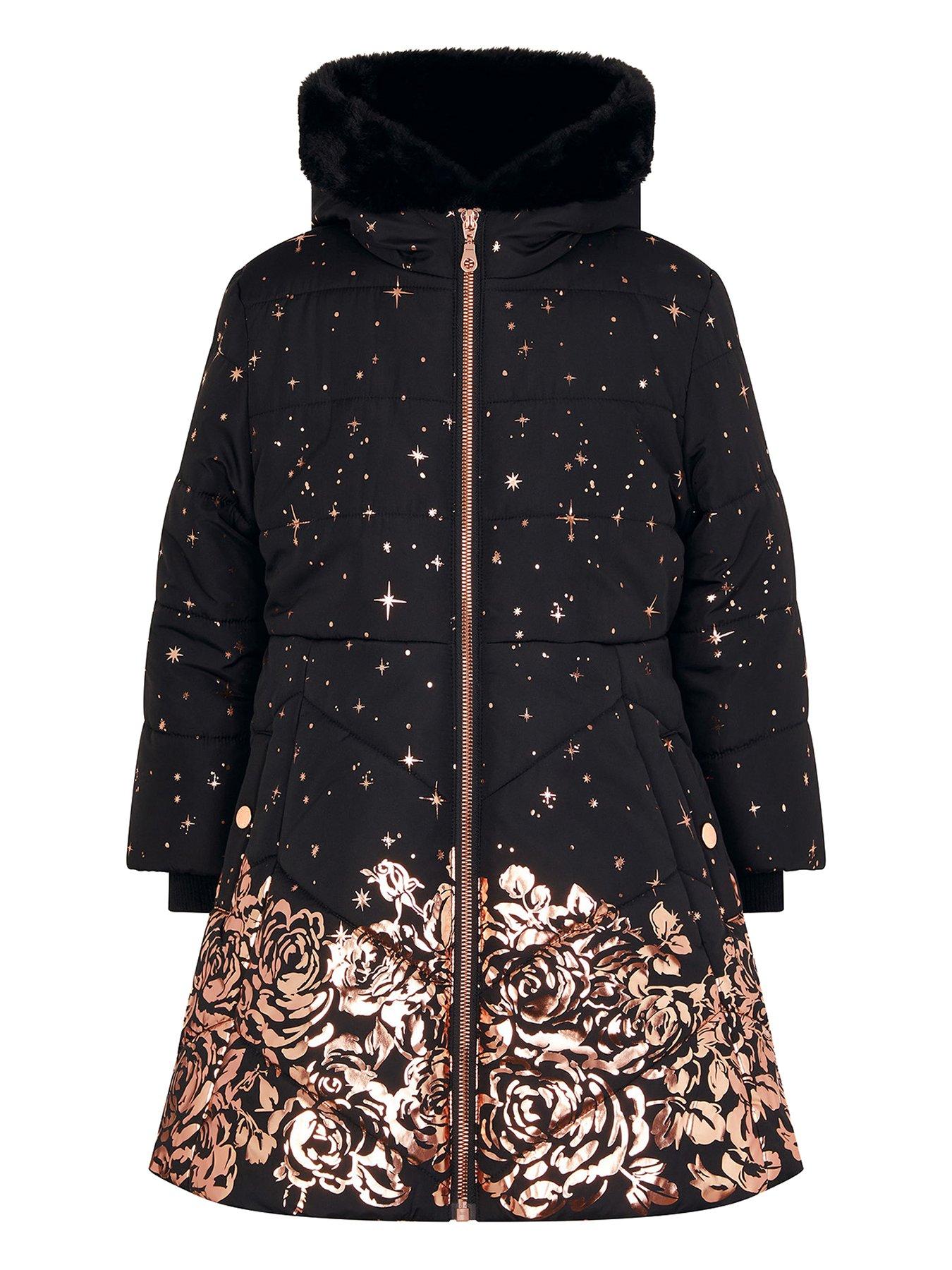 monsoon-girls-fiorella-foil-border-coat-gold