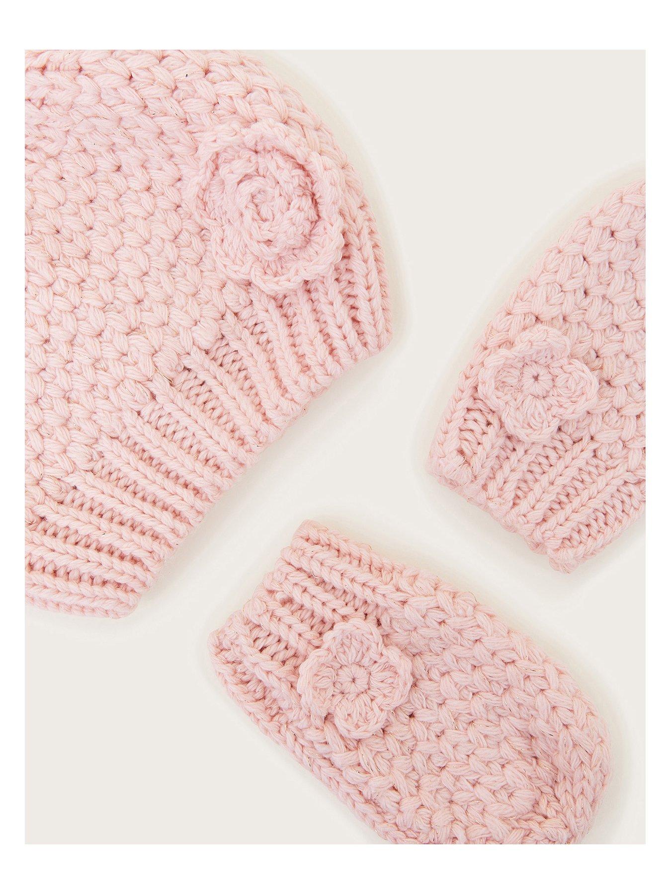 monsoon-baby-girls-flower-hat-and-mittens-set-pinkback