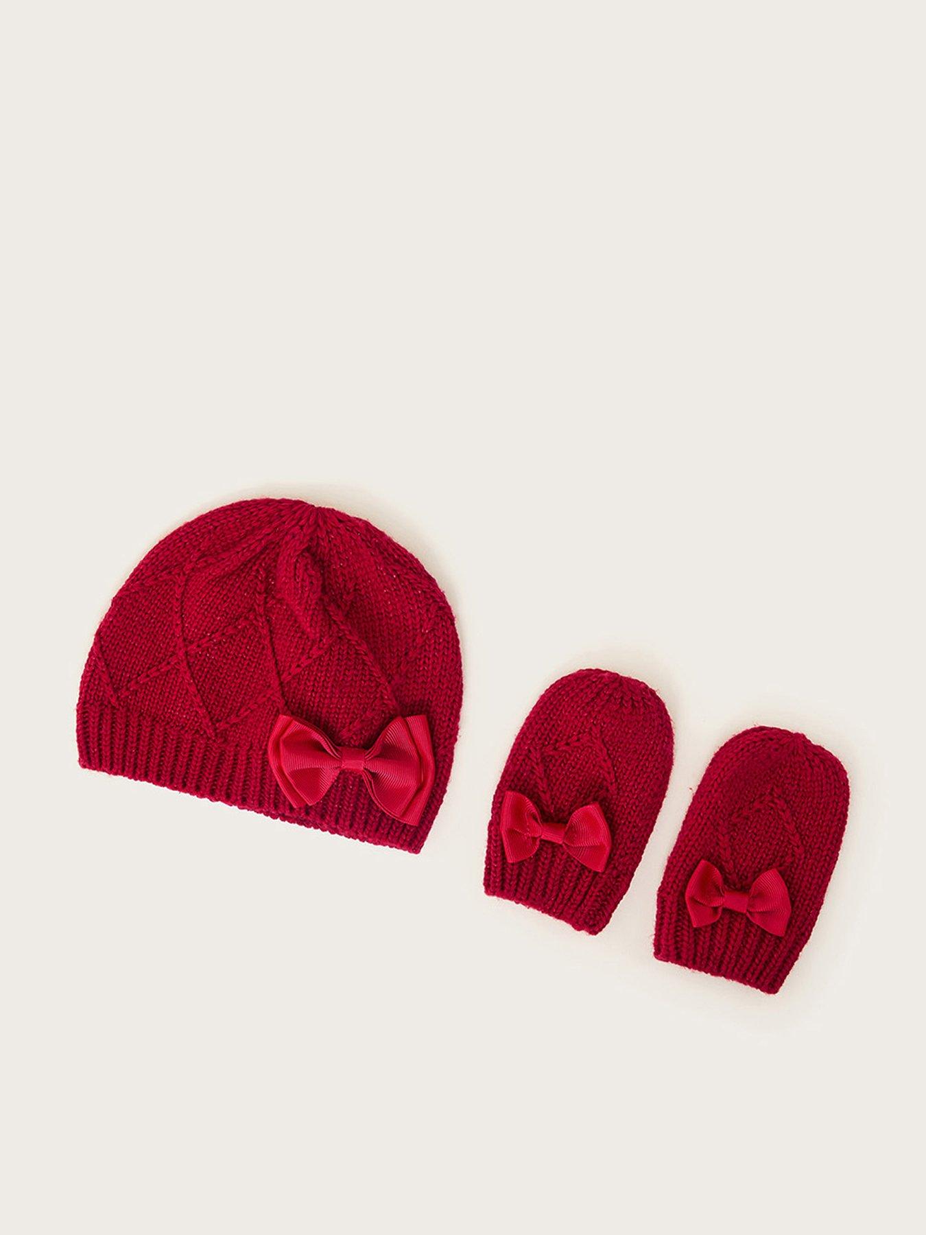 monsoon-baby-girls-bow-hat-and-mittens-set-red