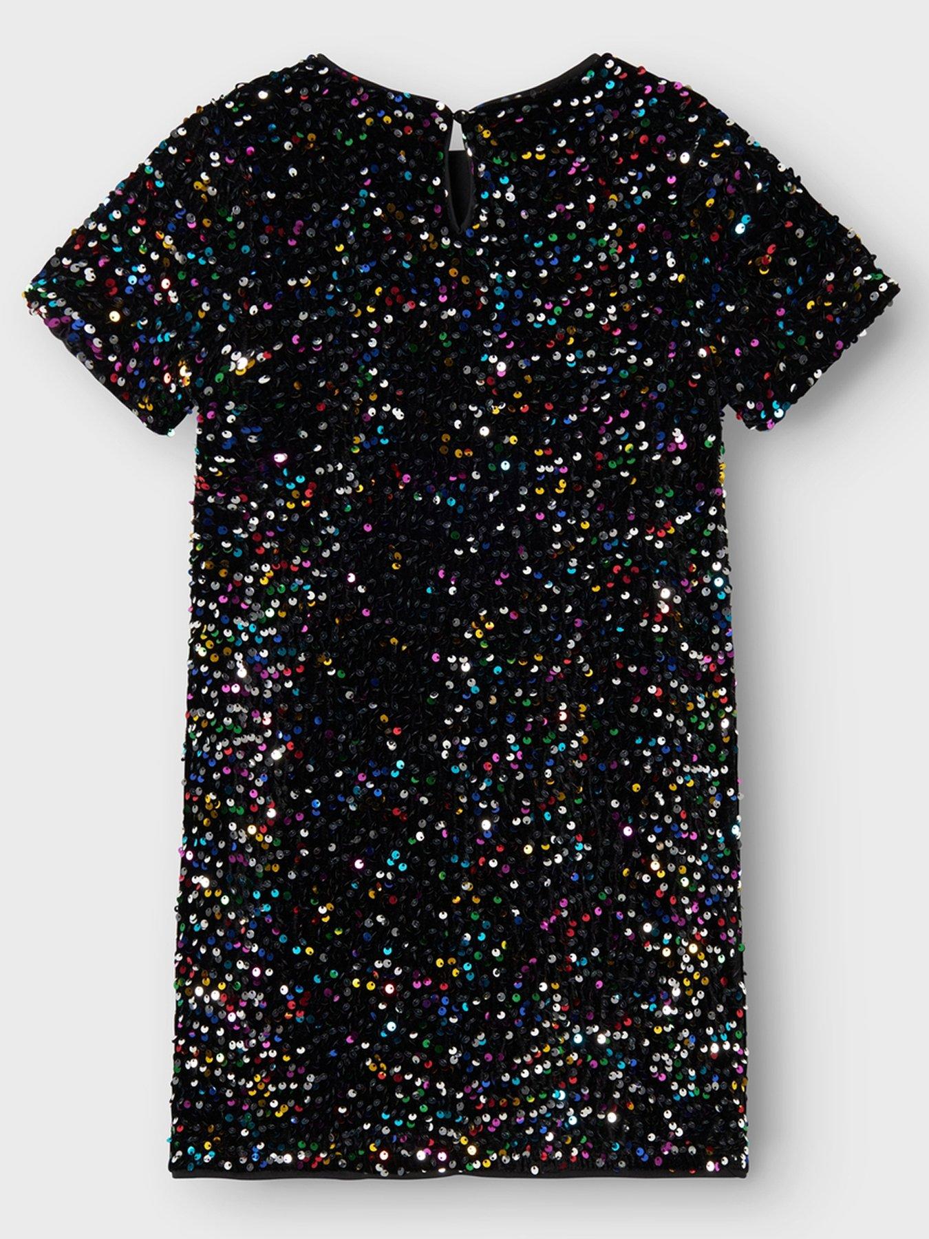 name-it-girls-sequin-short-sleeve-dress-black-multiback