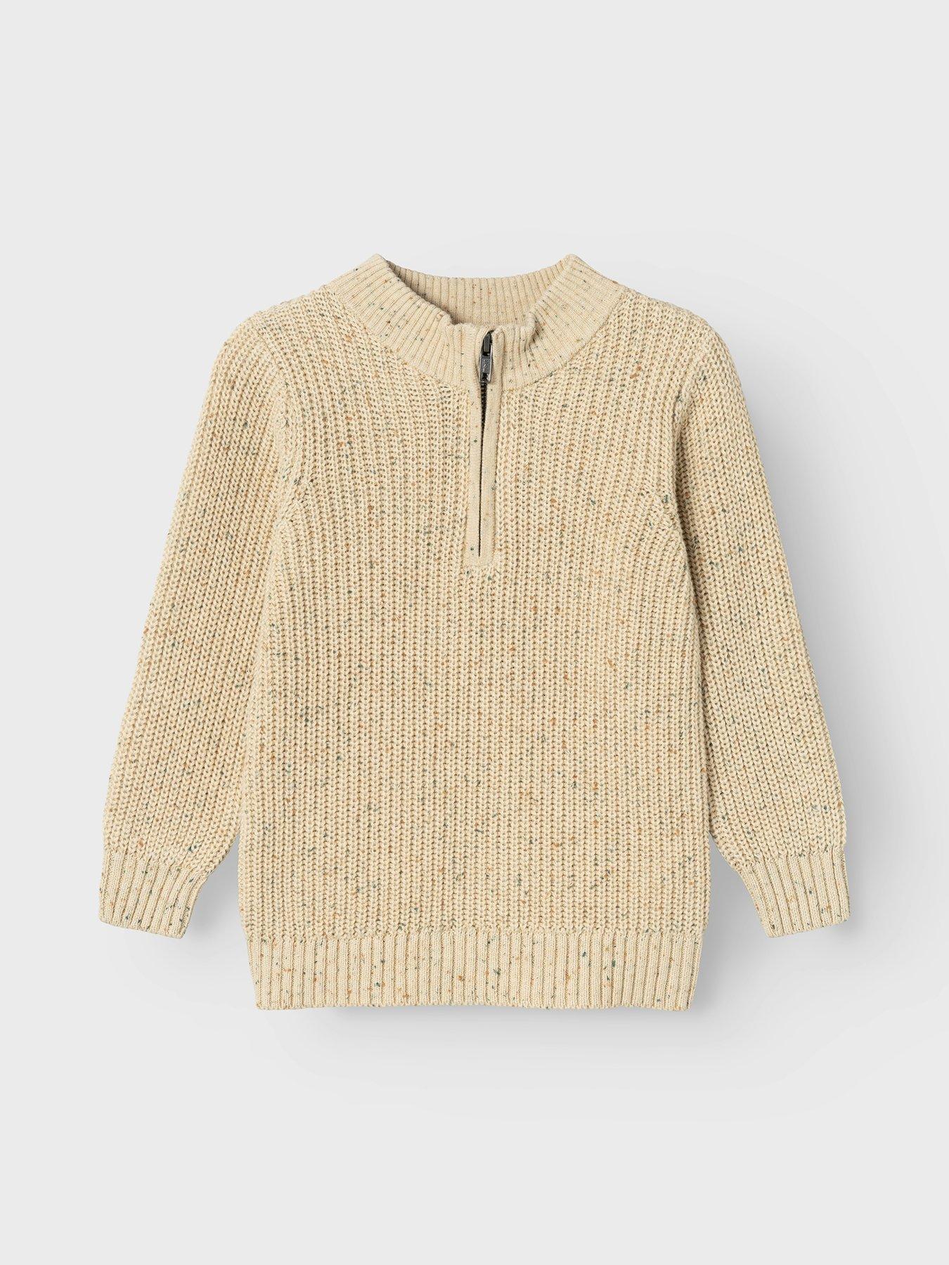 name-it-mini-boys-half-zip-knitted-jumper-summer-sandstillFront