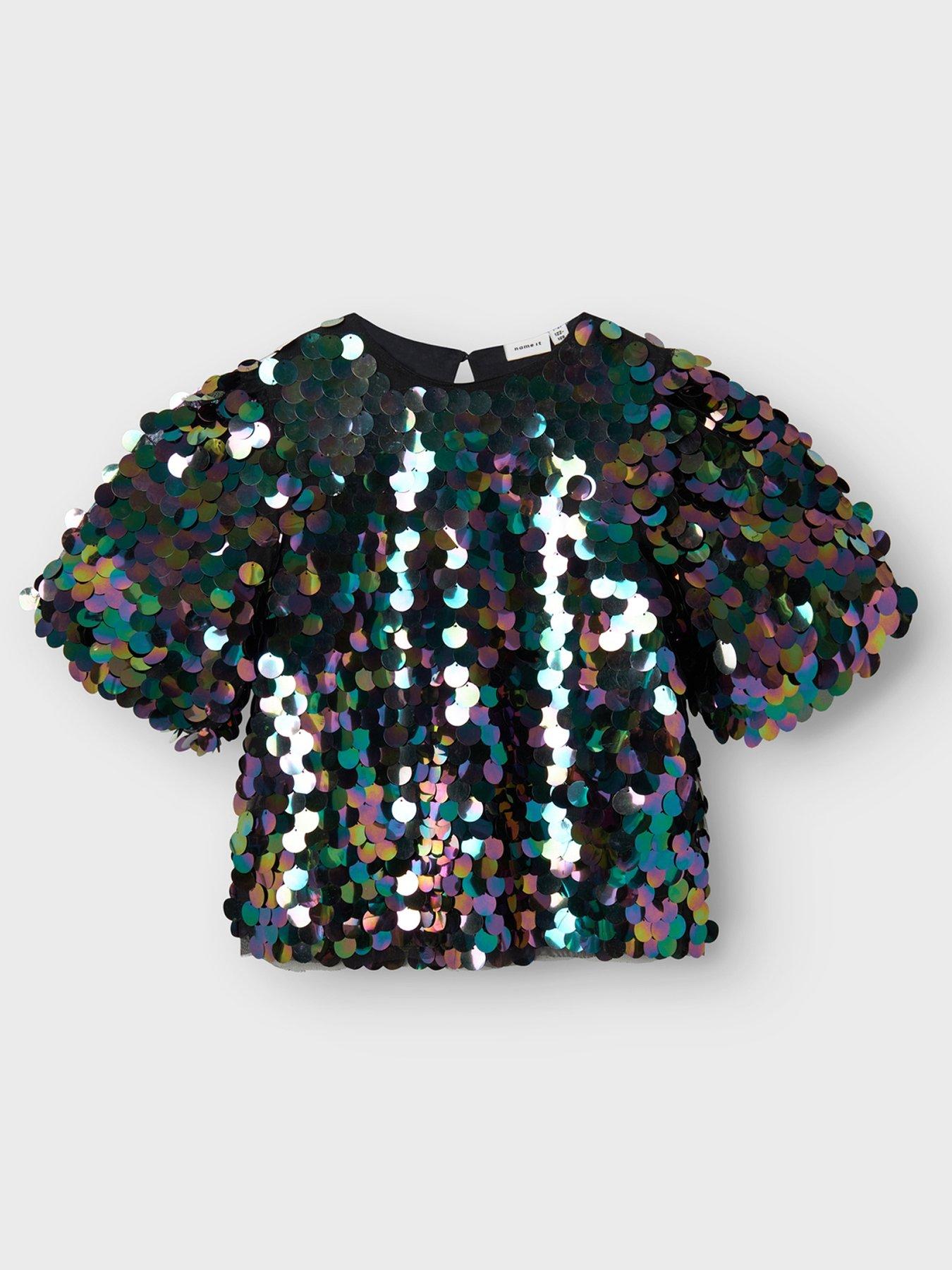 name-it-girls-sequin-short-sleeve-top-black