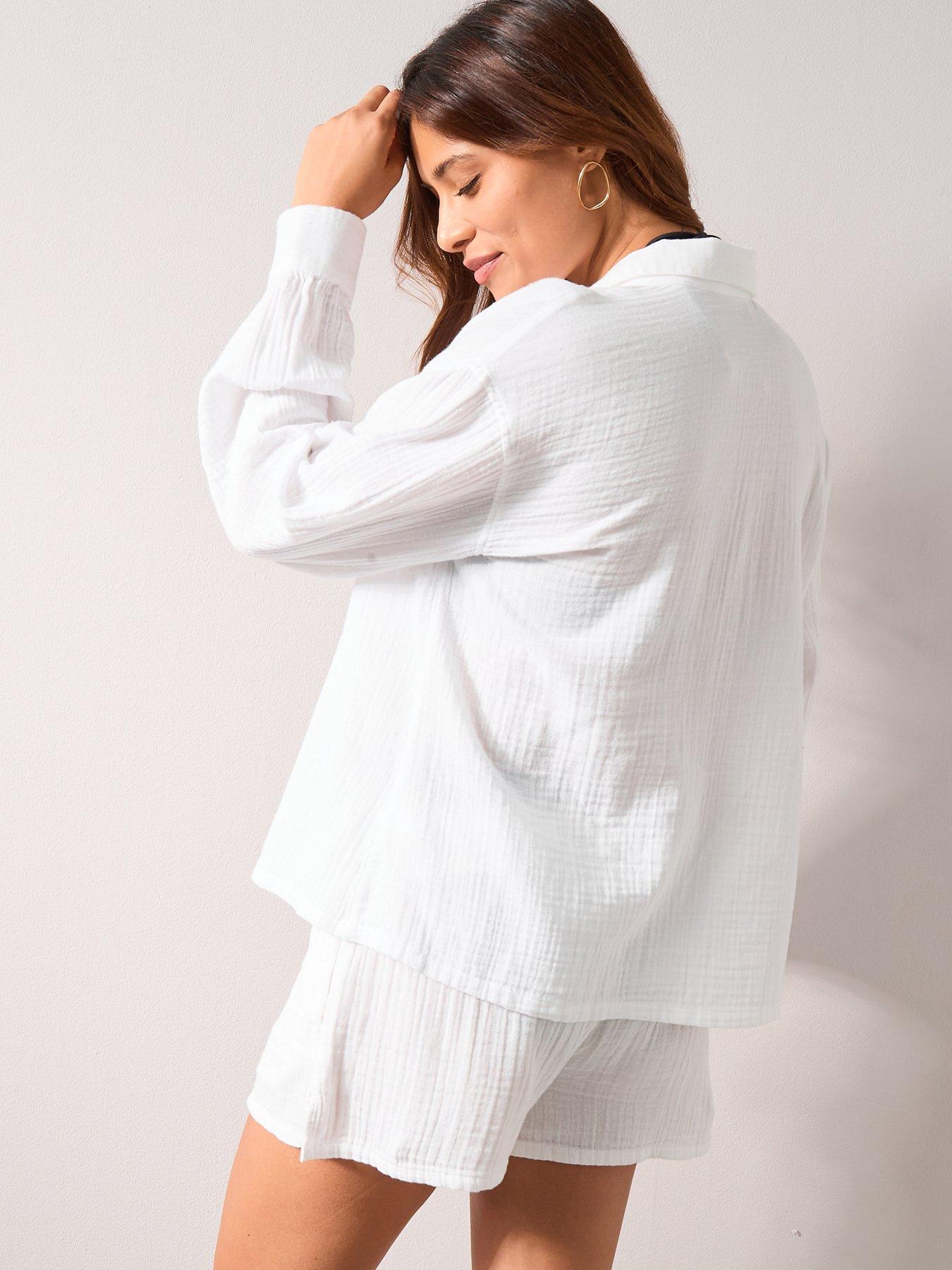 Image 2 of 7 of The Very Collection Crinkle Long Sleeve Beach Shirt