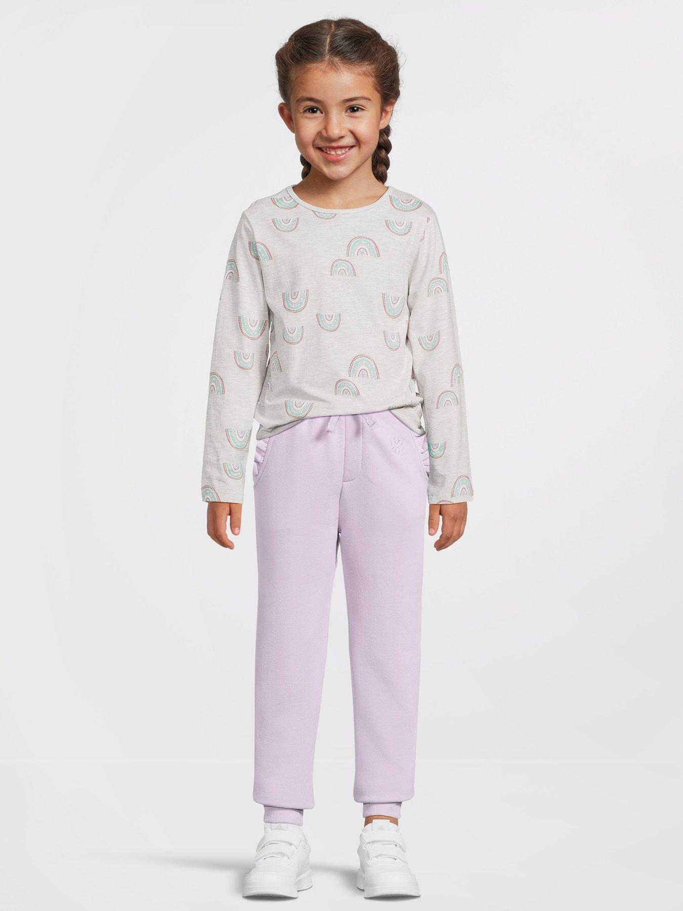 undefined Girls Frill Single Solid Jogger - Lilac