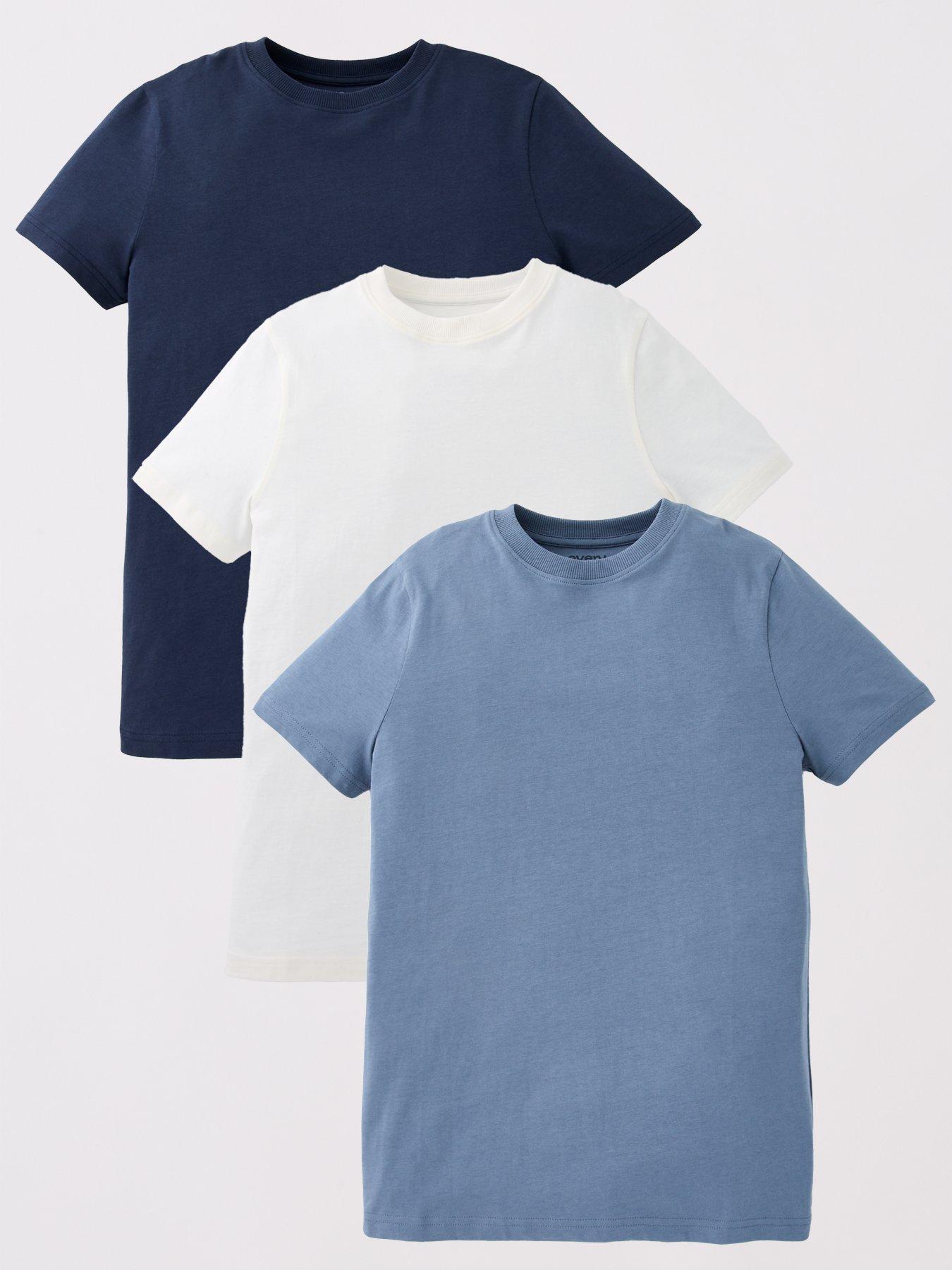 Image 1 of 5 of The Very Collection Boys 3 Pack Solid Short Sleeve T-Shirt - Blue