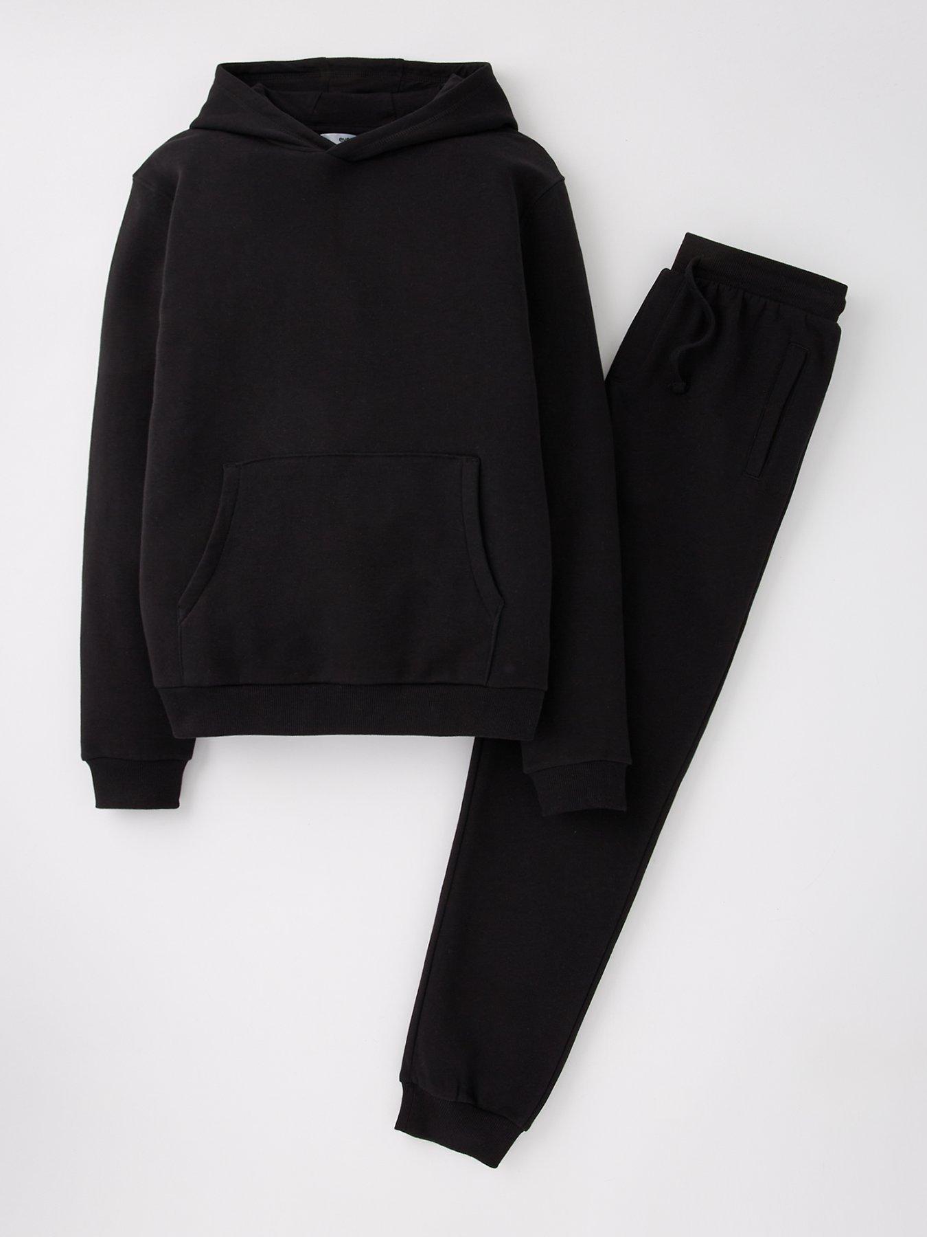 Image 1 of 4 of Everyday Boys Sweat Hoodie And Jog Set - Black