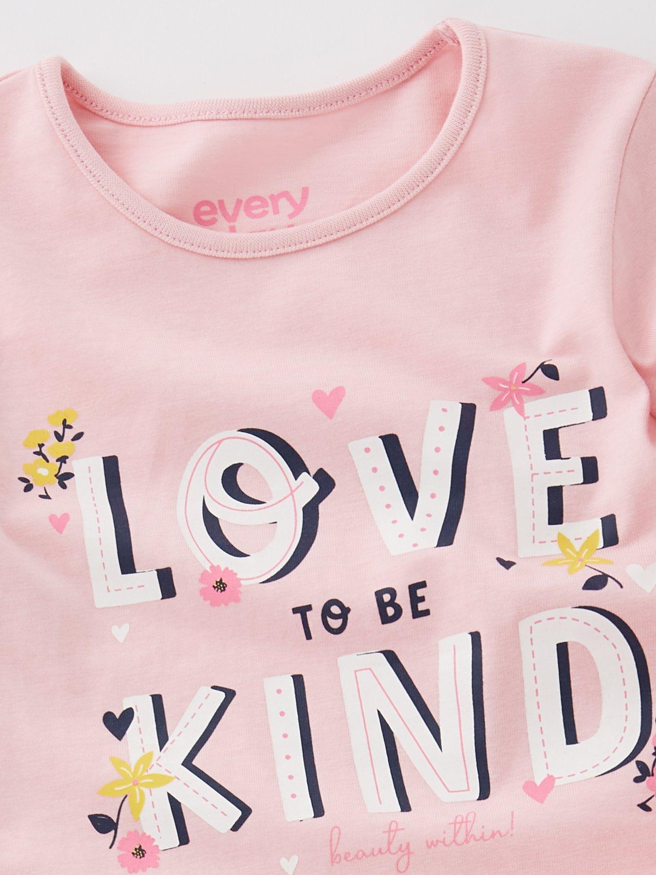 Image 3 of 4 of Everyday Girls Long Sleeve Love Is Kind Jersey T-Shirt - Pink