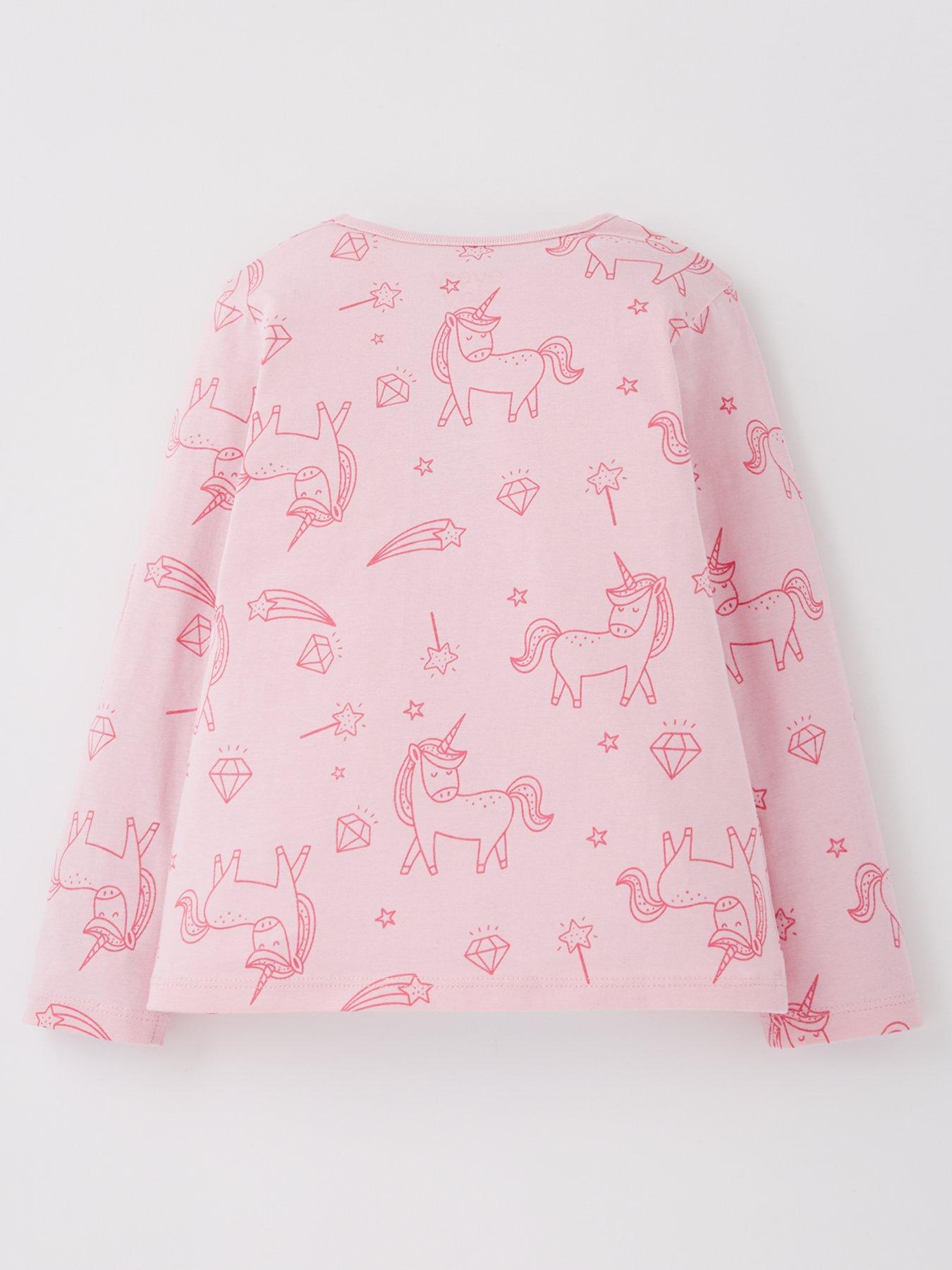 Image 2 of 4 of Everyday Girls Long Sleeve Unicorn Print Jersey T-Shirt - Pink
