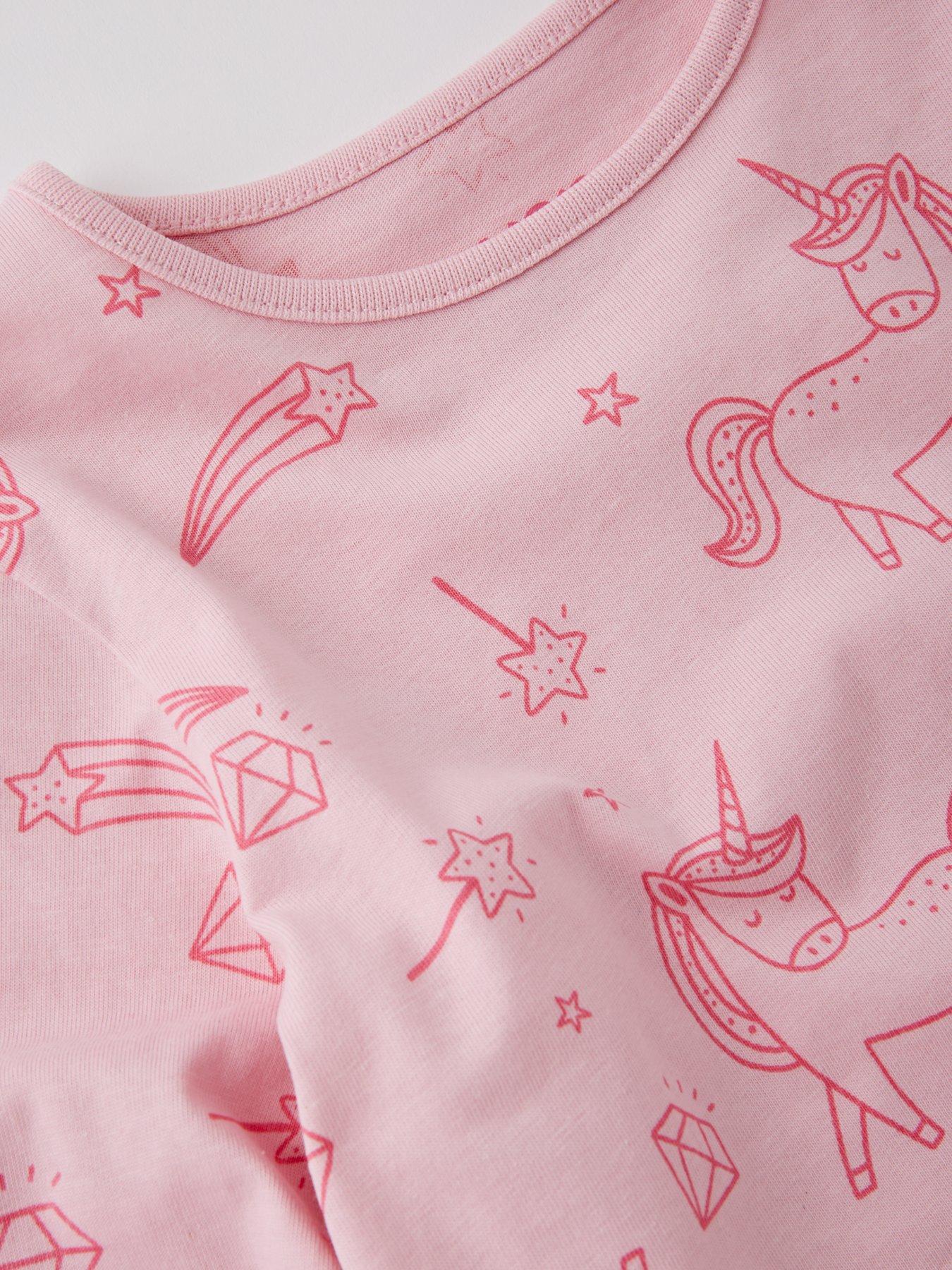 Image 3 of 4 of Everyday Girls Long Sleeve Unicorn Print Jersey T-Shirt - Pink