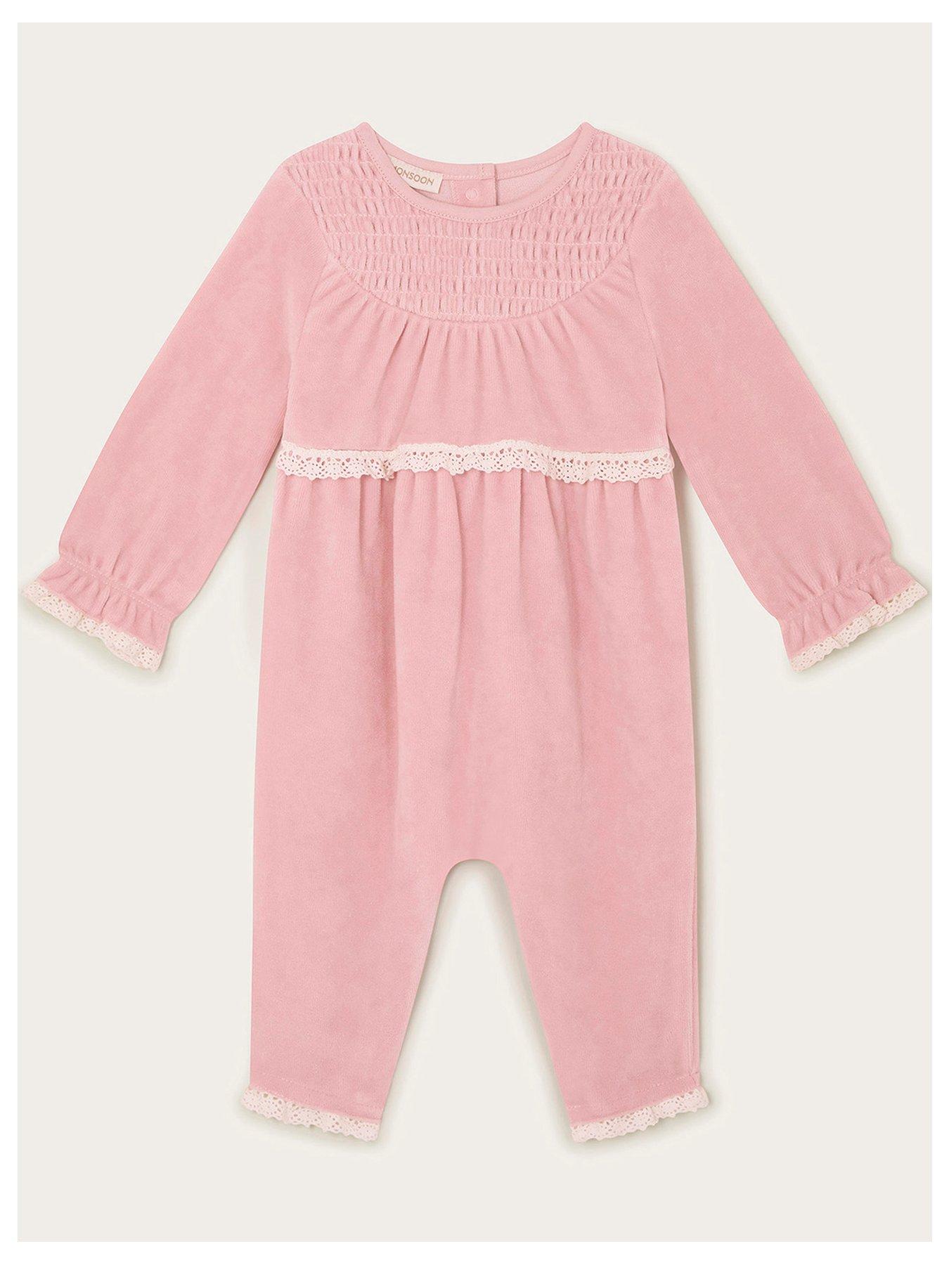 monsoon-baby-girls-shirred-velour-romper-pinkfront