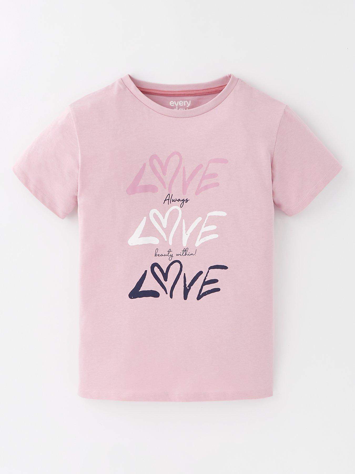 Image 1 of 4 of Everyday Girls Single Heart T-Shirt - Pink
