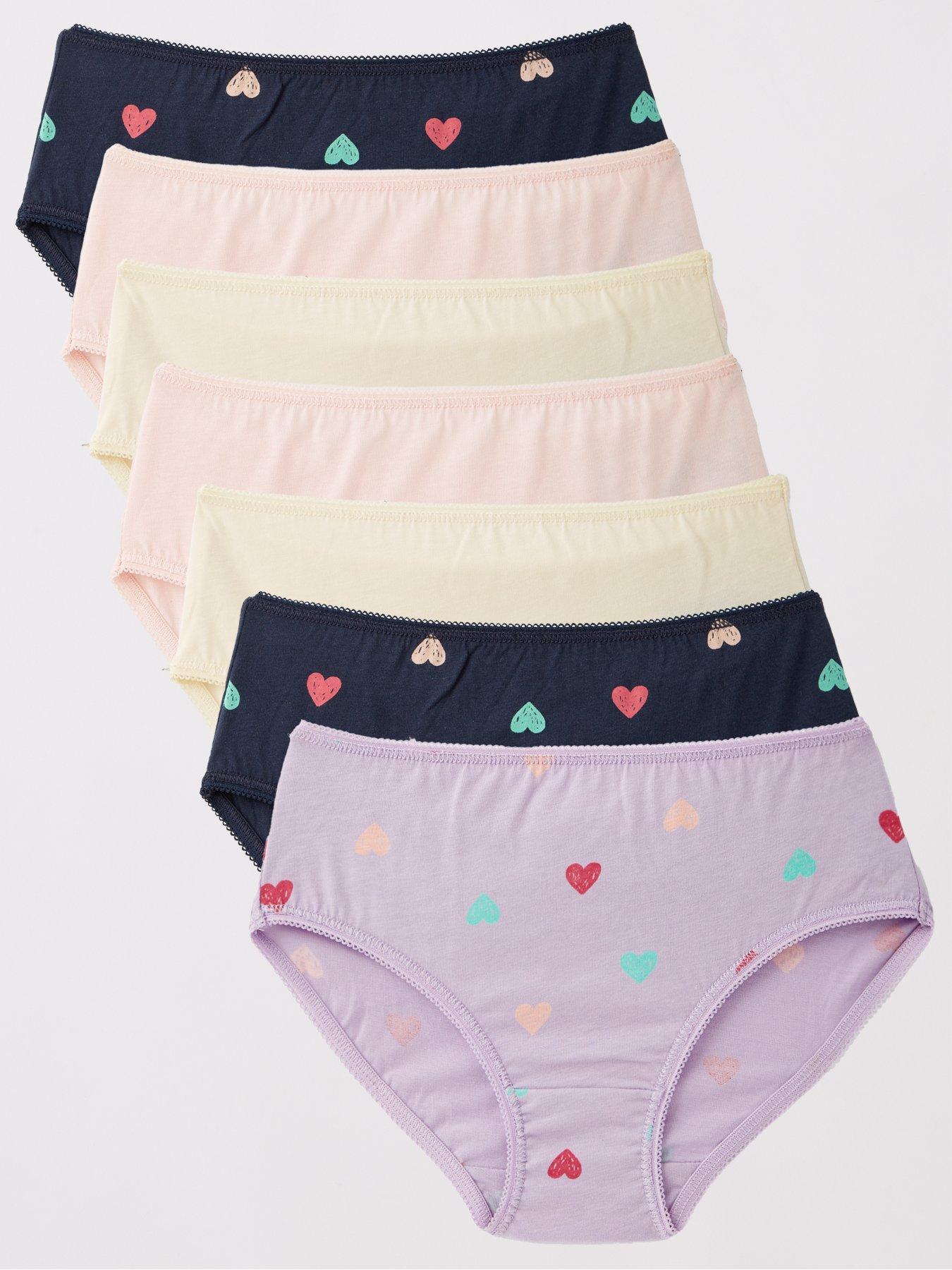 undefined Girls 7 Pack Heart/Plain Briefs - Multi