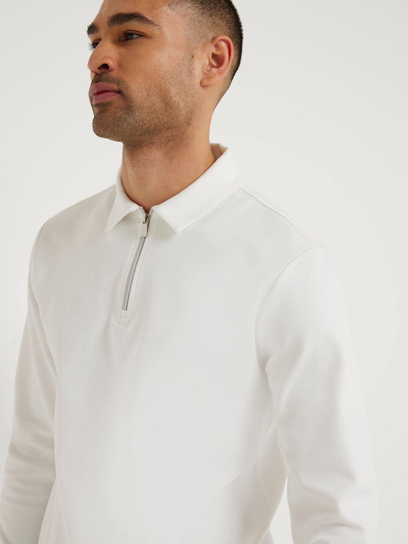 river-island-long-sleeve-slim-smart-pique-polo-shirt-creamoutfit