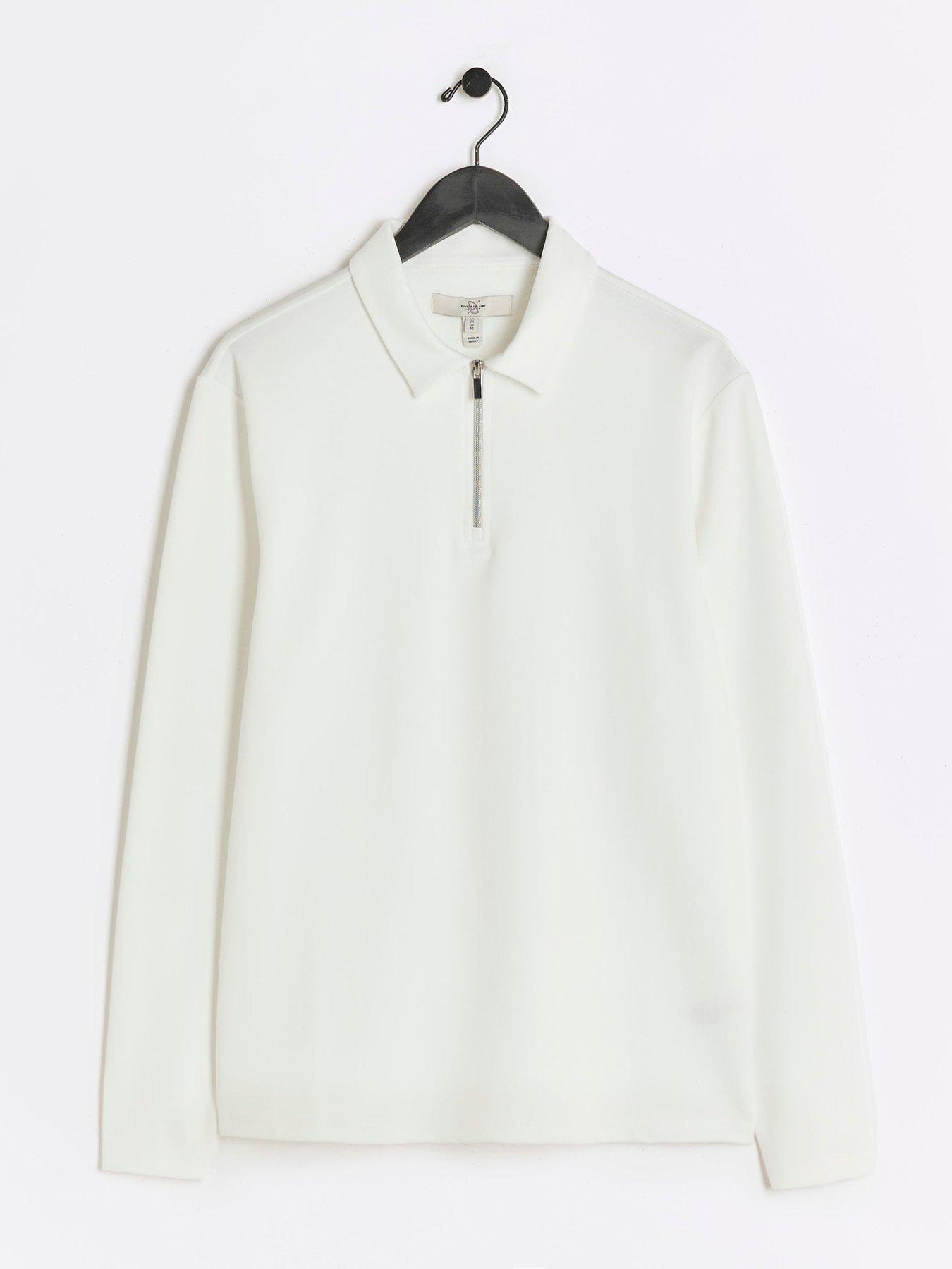 river-island-long-sleeve-slim-smart-pique-polo-shirt-creamdetail