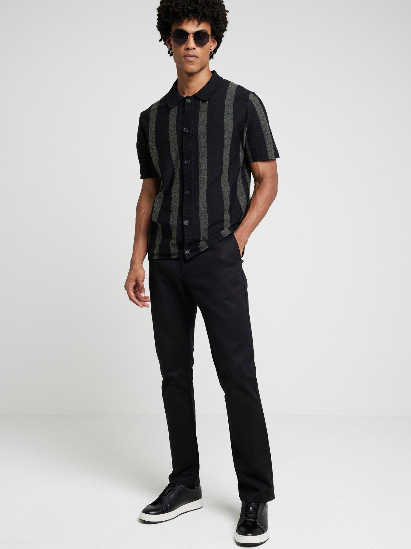 river-island-short-sleeve-boucle-stripe-shirt-blackback