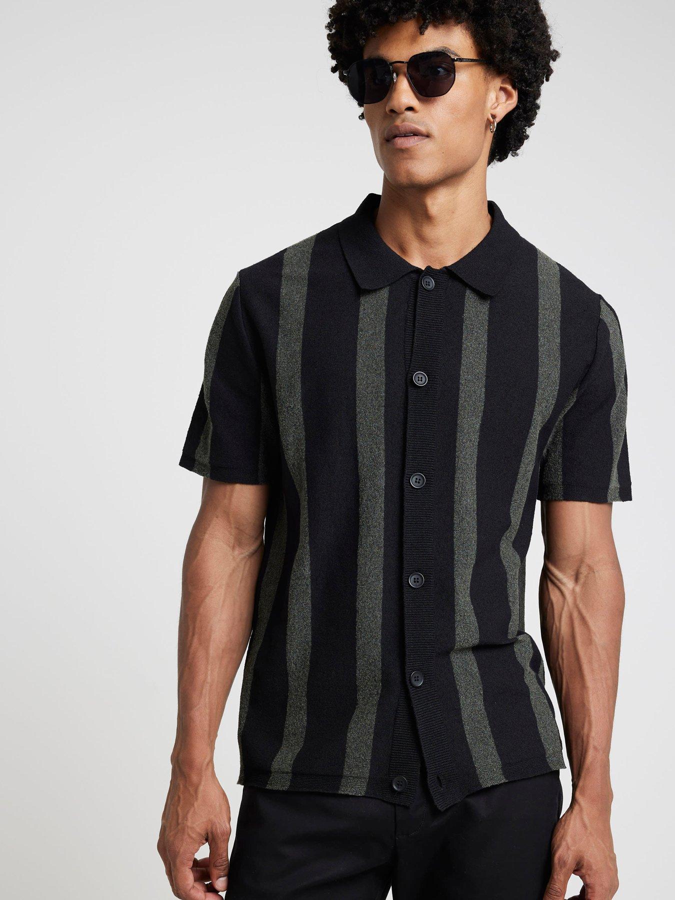 river-island-short-sleeve-boucle-stripe-shirt-blackoutfit