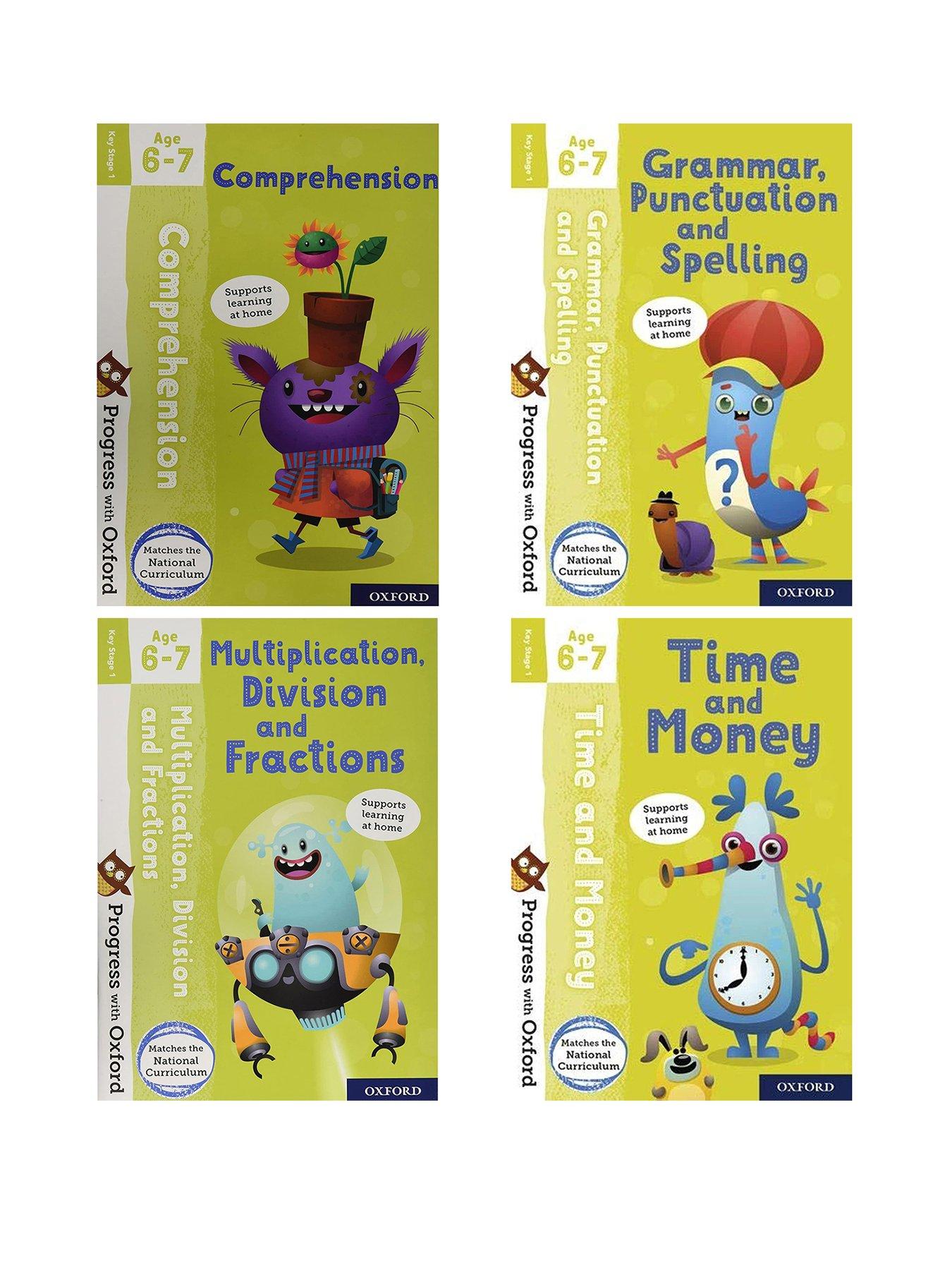 Image of  Progress With Oxford: Comprehension, Grammar, Multiplication, Time - Age 6-7 - 4 Book Set
