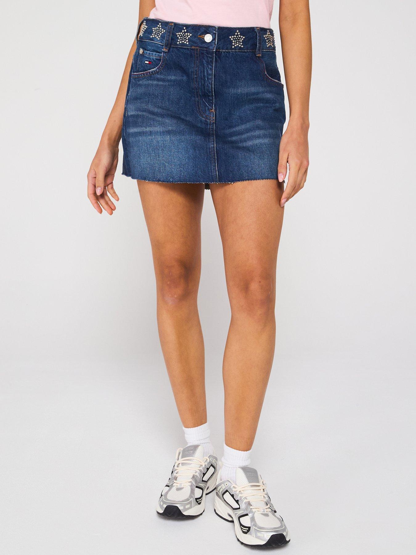 Image of Tommy Jeans Studded Detail Denim Skirt - Navy