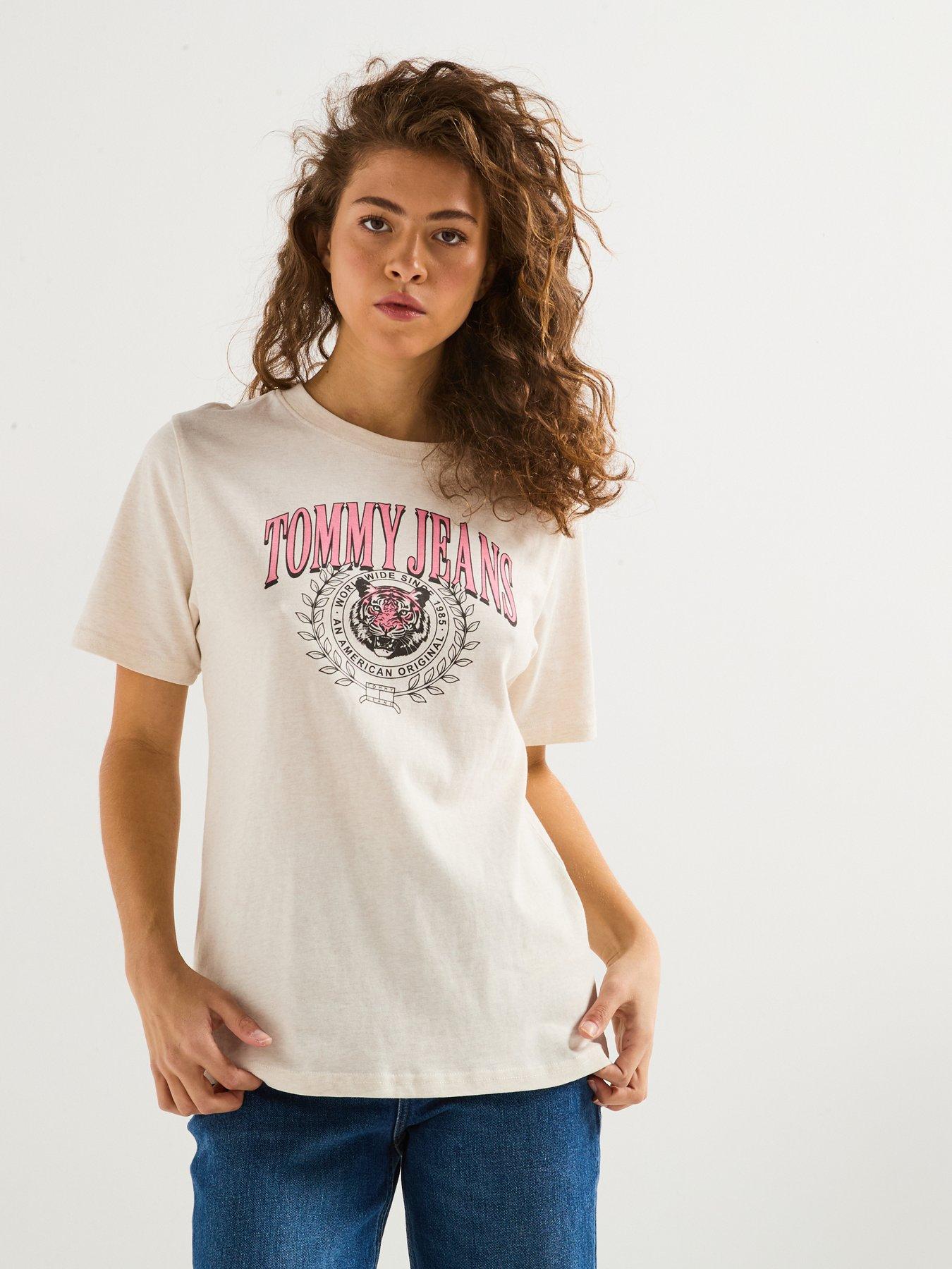 Image 1 of 4 of Tommy Jeans Tiger Varisty T-Shirt - Cream